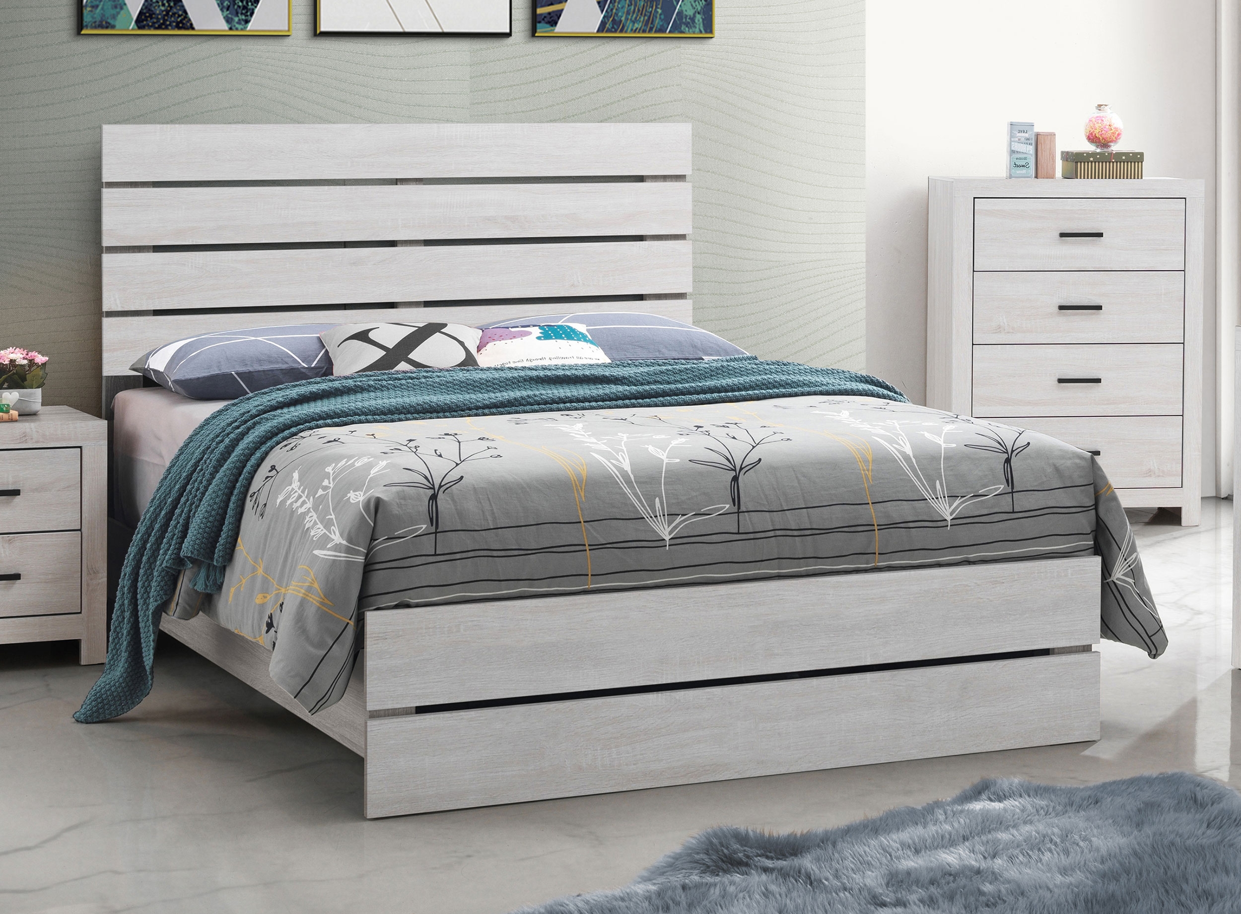 Brantford 3D Paper Veneer Panel Bed, Queen Size