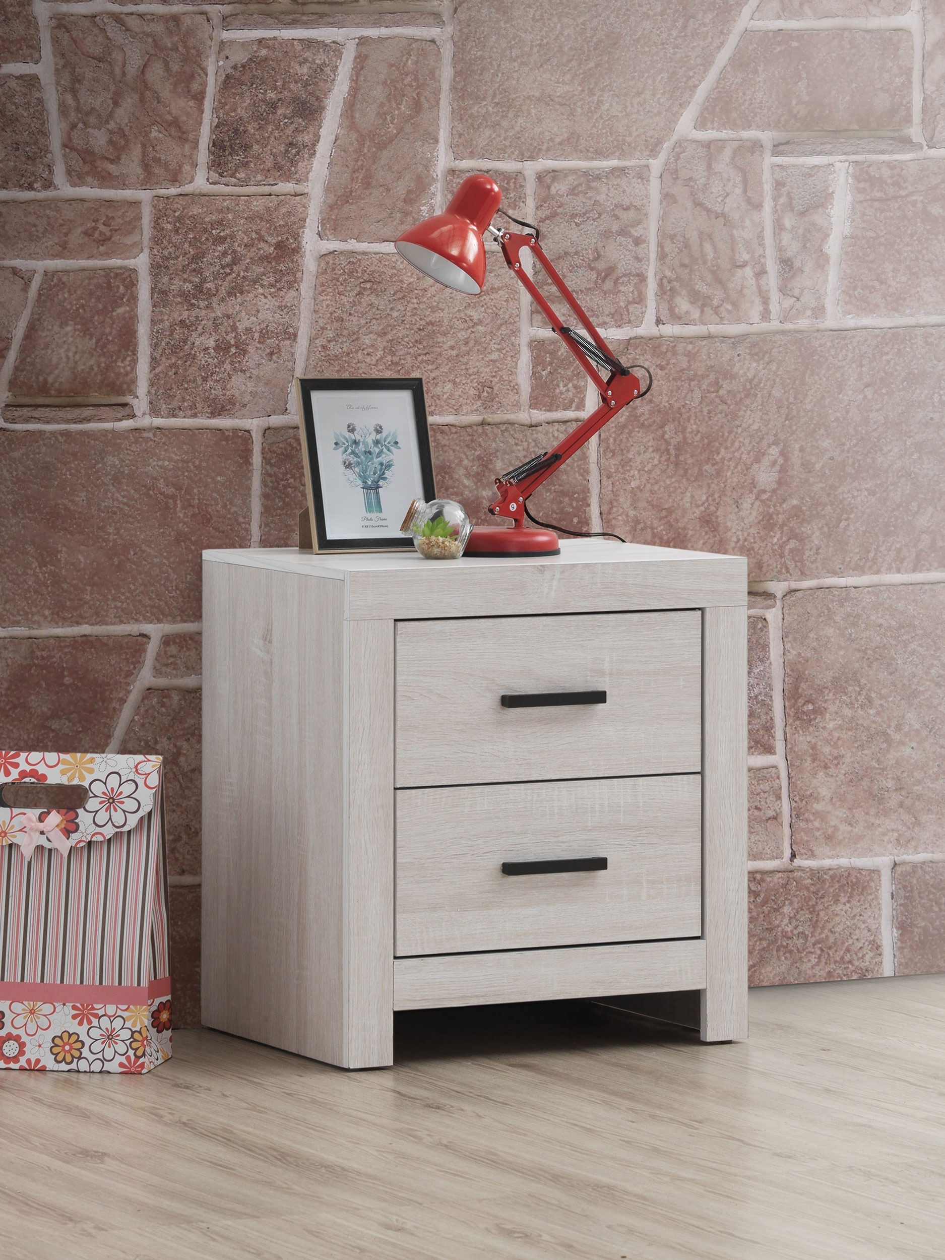 Brantford 3D Paper Veneer Nightstand w/2 Drawers