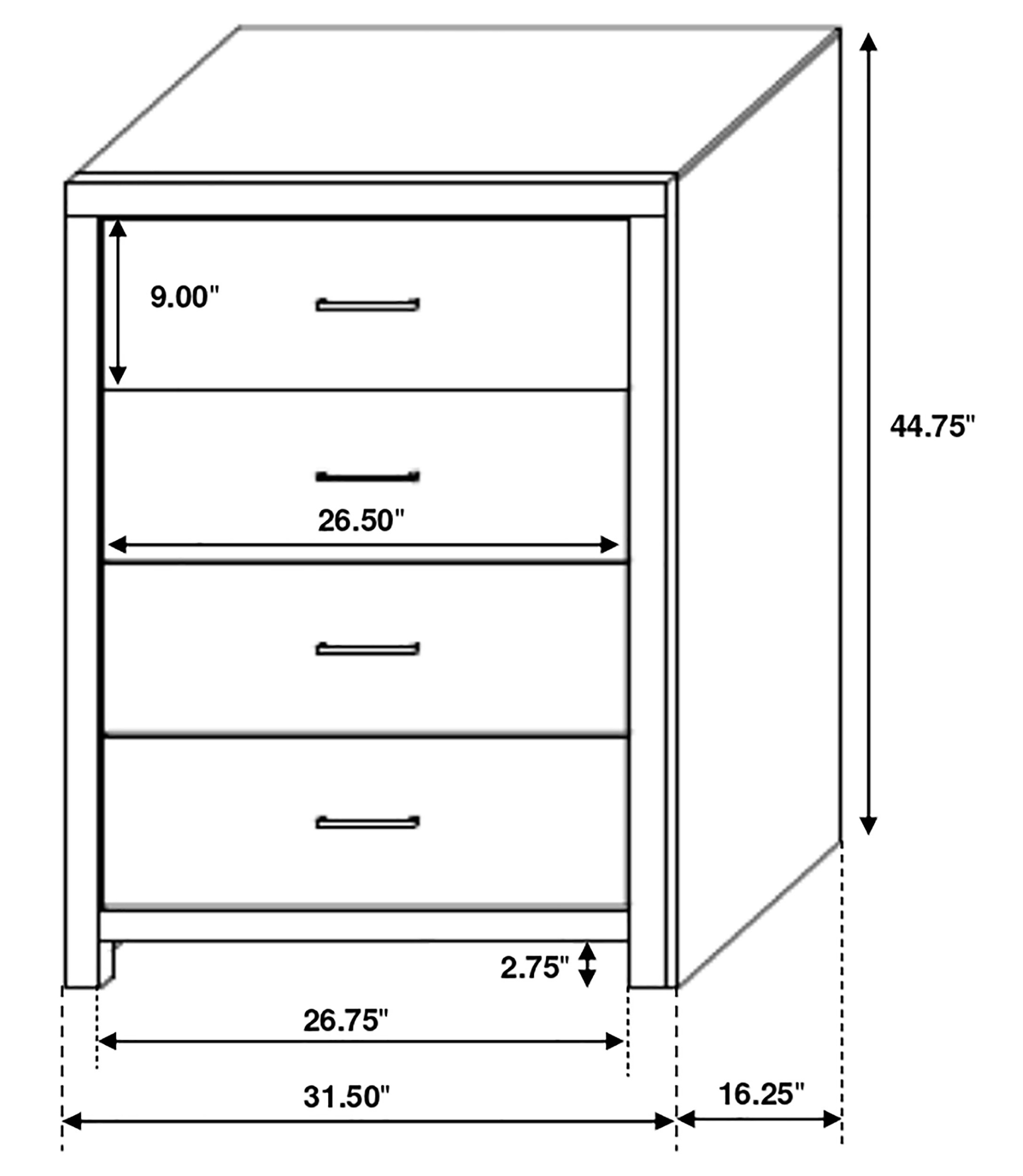 Brantford 3D Paper Veneer Chest w/4 Drawers