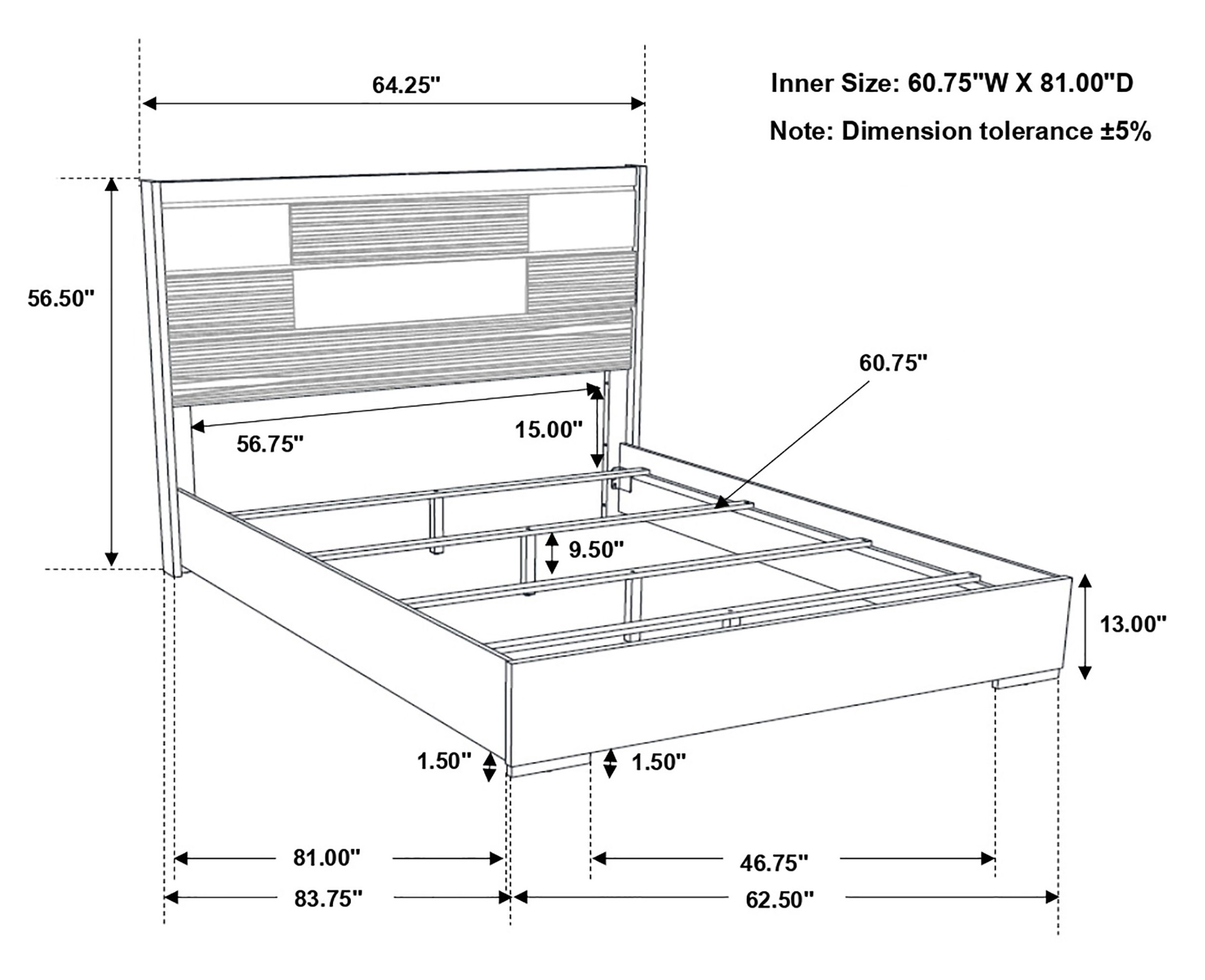 Blacktoft Wood Panel Bed, Queen Size