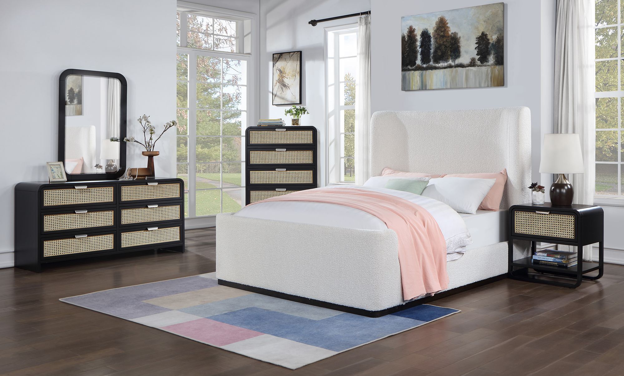 Sage 5-Drawer Wood Chest with Natural Cane Drawer Front