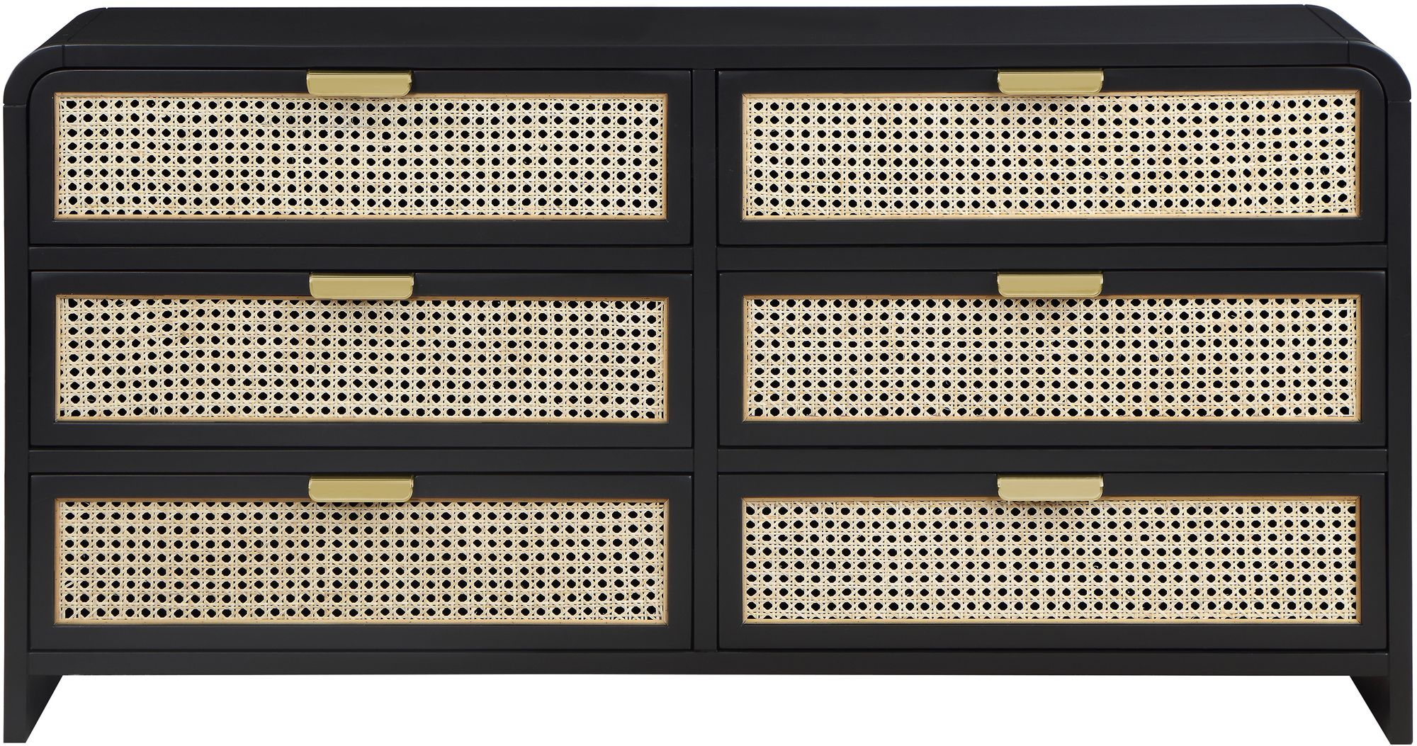Sage 6-Drawer Wood Dresser with Natural Cane Drawer Front