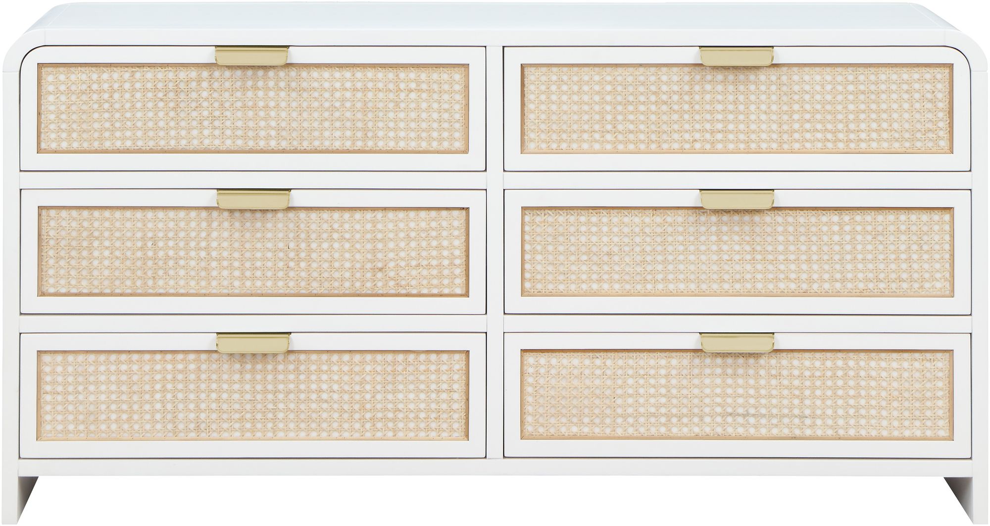 Sage 6-Drawer Wood Dresser with Natural Cane Drawer Front