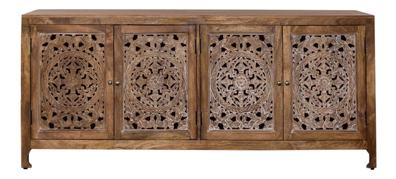 Marisol Wood 74-Inch Accent TV Stand w/4 Doors