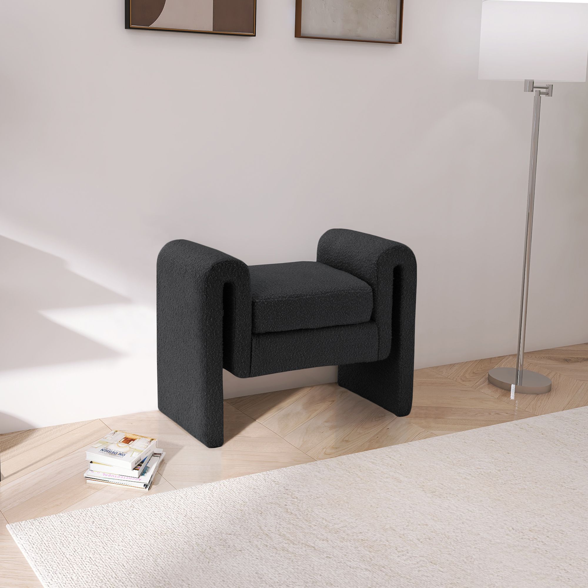Stylus 31.5" Boucle Fabric Bench