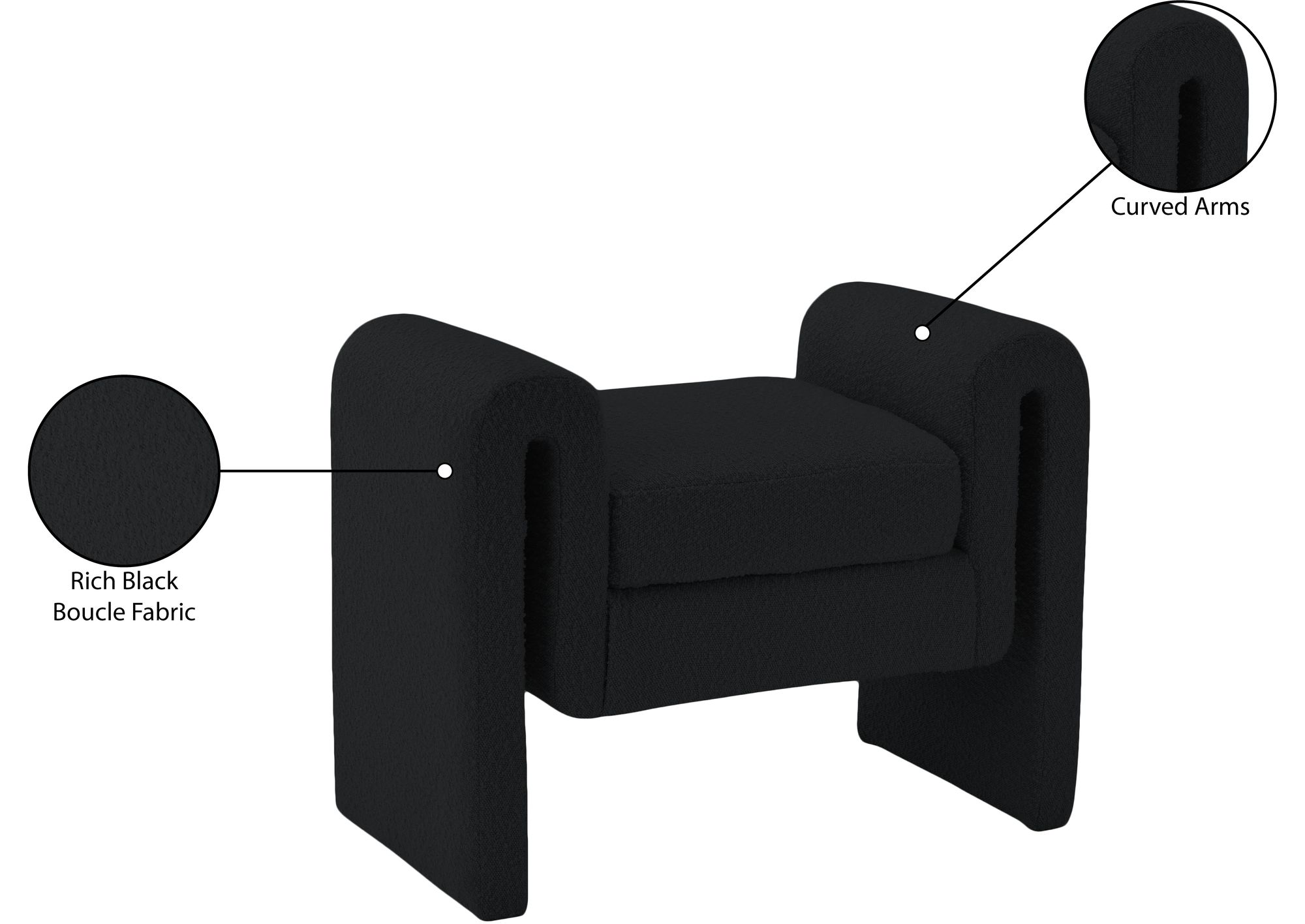 Stylus 31.5" Boucle Fabric Bench