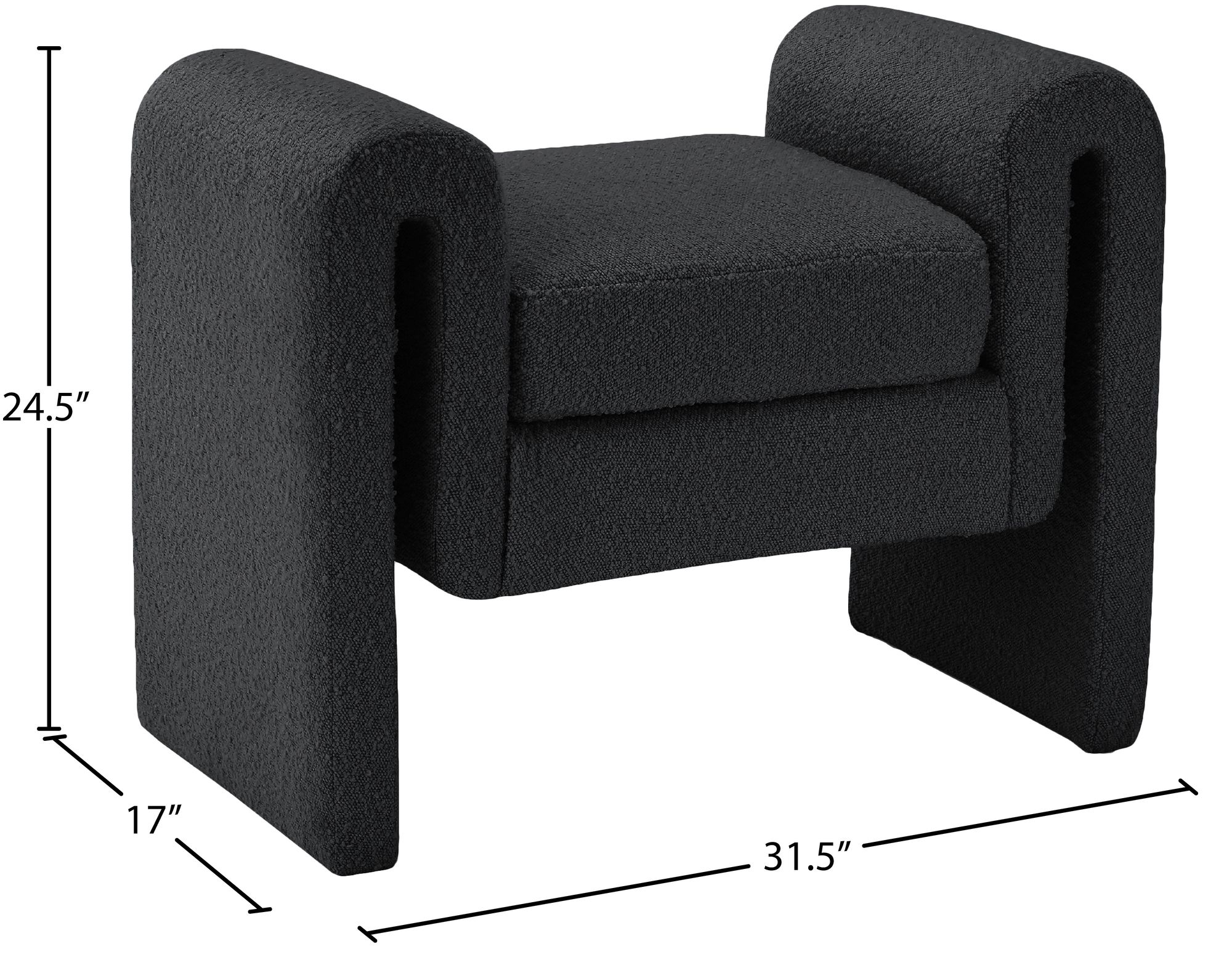 Stylus 31.5" Boucle Fabric Bench
