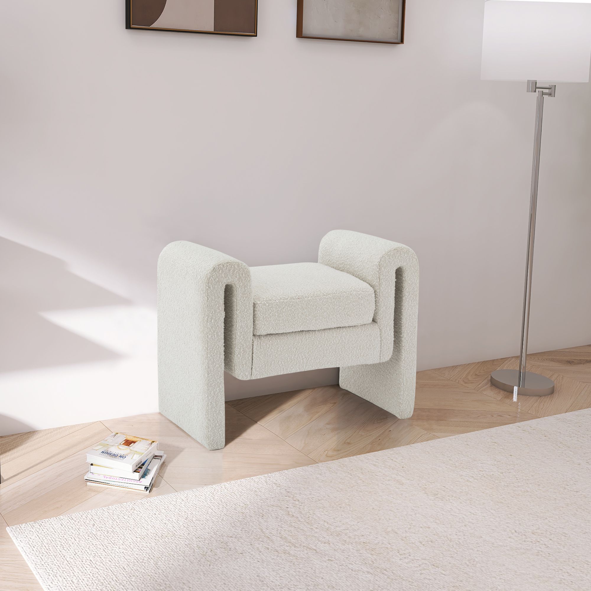 Stylus 31.5" Boucle Fabric Bench