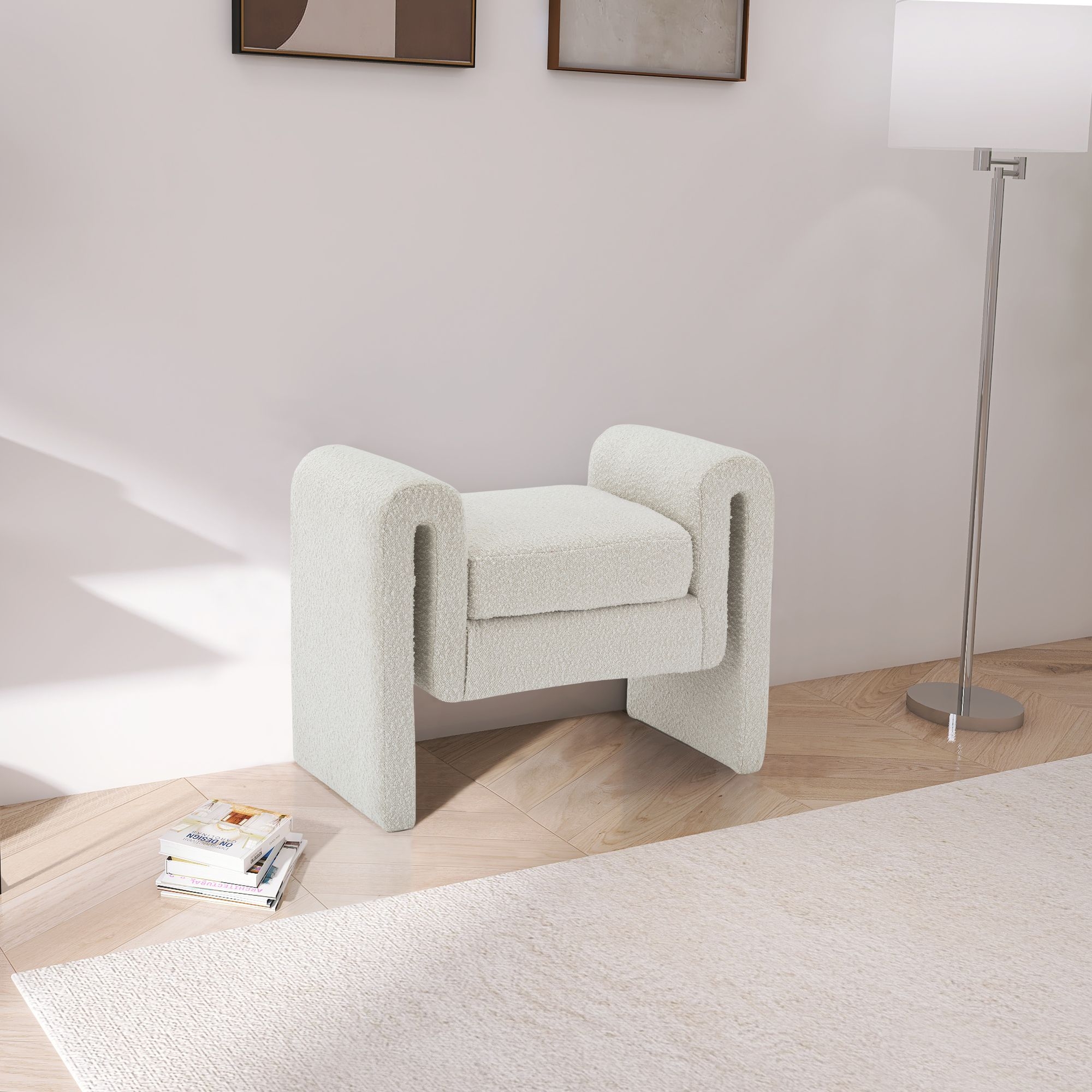 Stylus 31.5" Boucle Fabric Bench