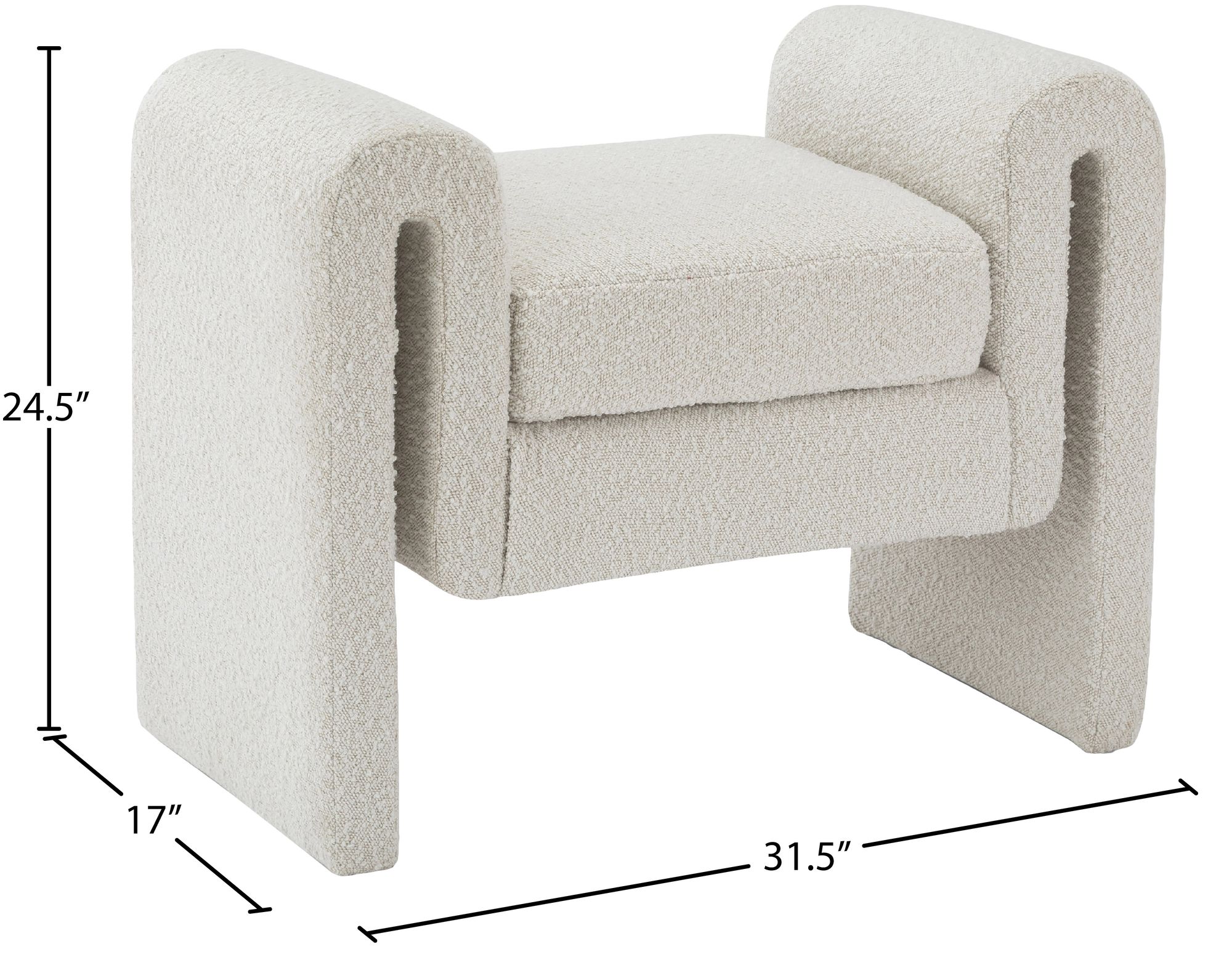 Stylus 31.5" Boucle Fabric Bench