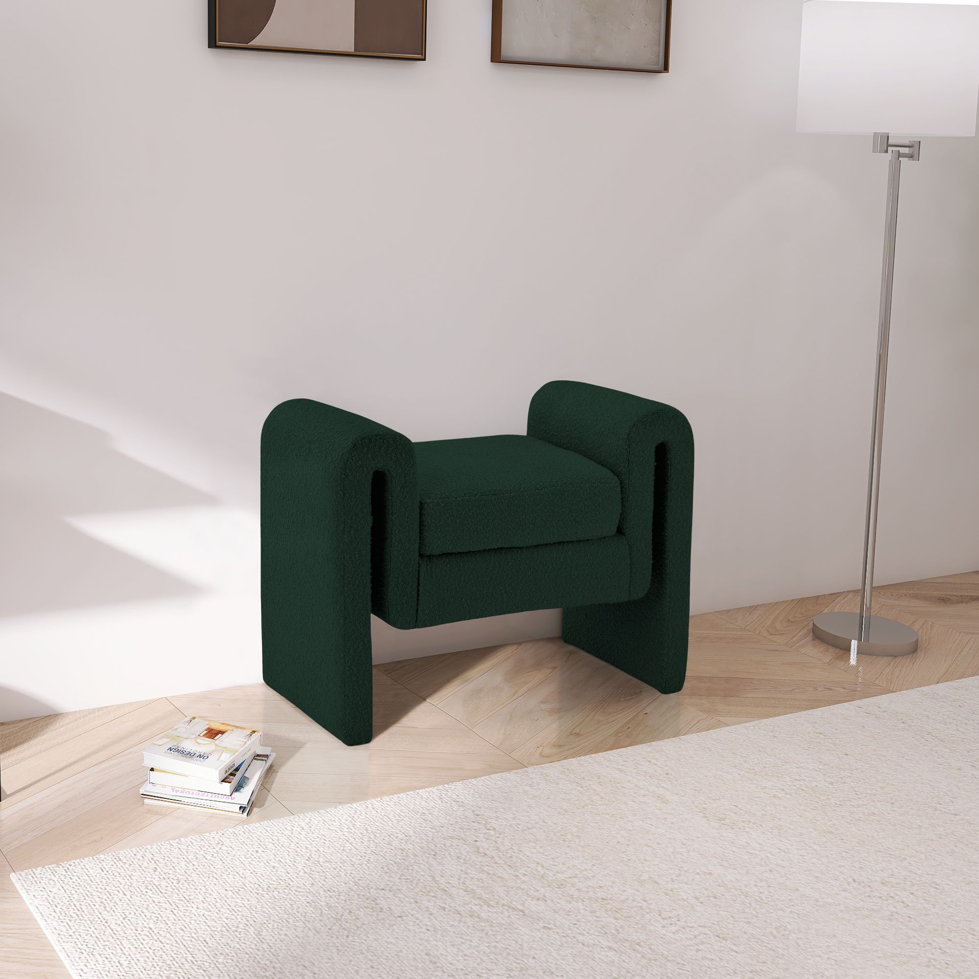Stylus 31.5" Boucle Fabric Bench