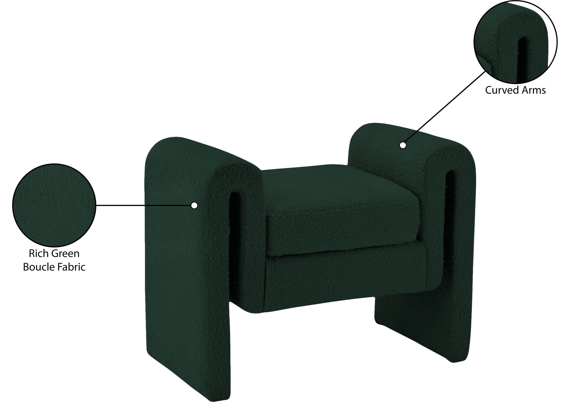 Stylus 31.5" Boucle Fabric Bench