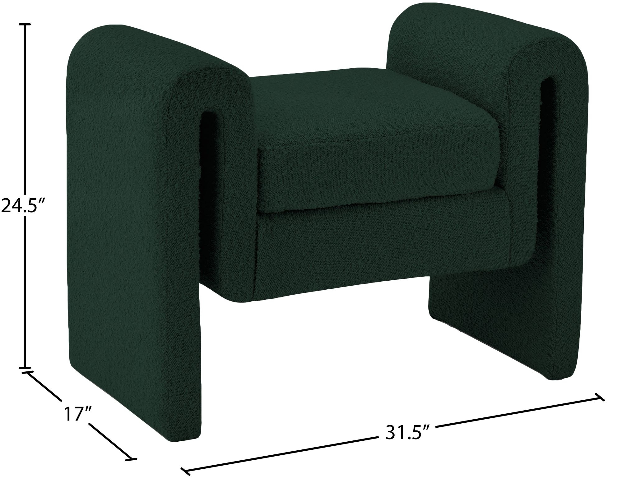 Stylus 31.5" Boucle Fabric Bench