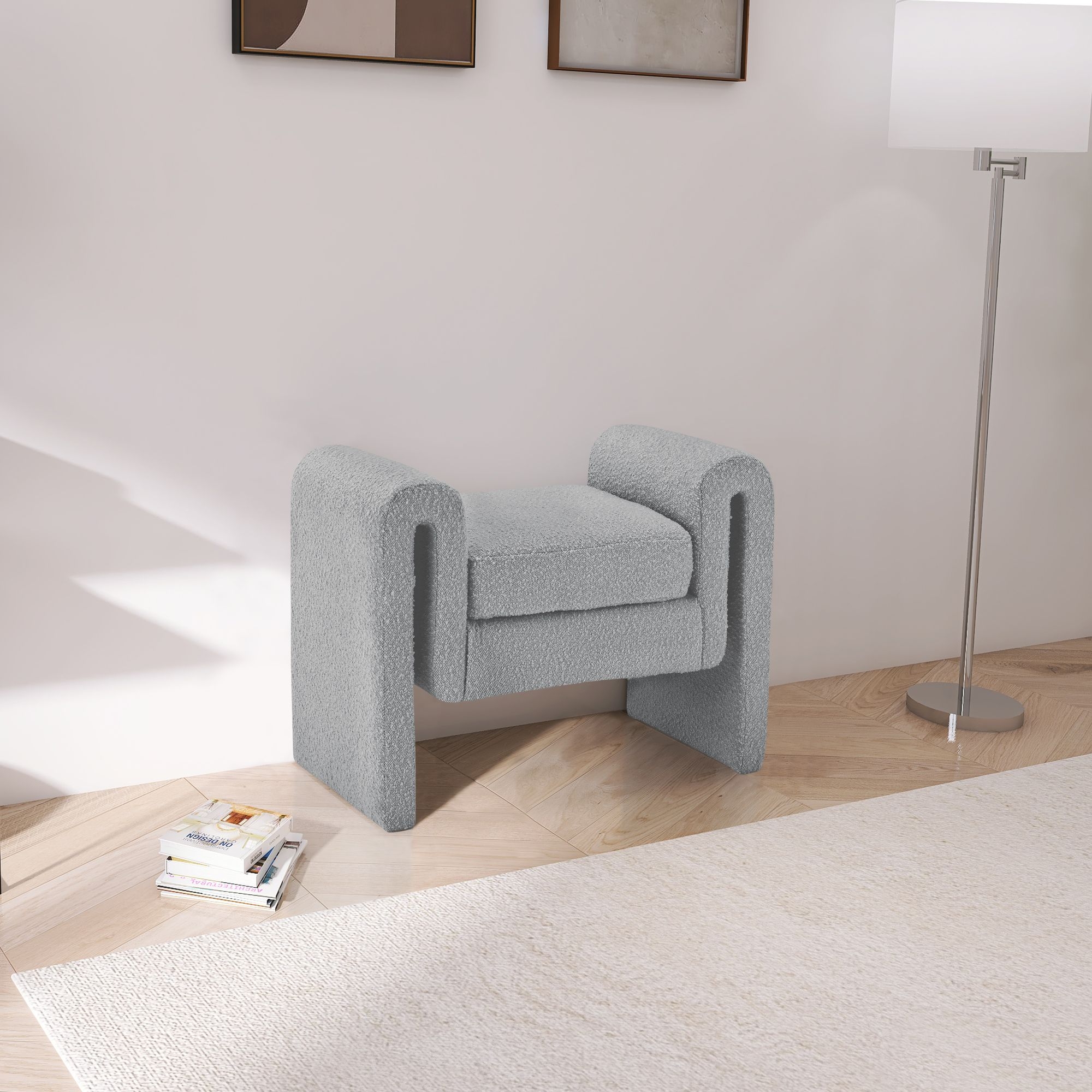 Stylus 31.5" Boucle Fabric Bench