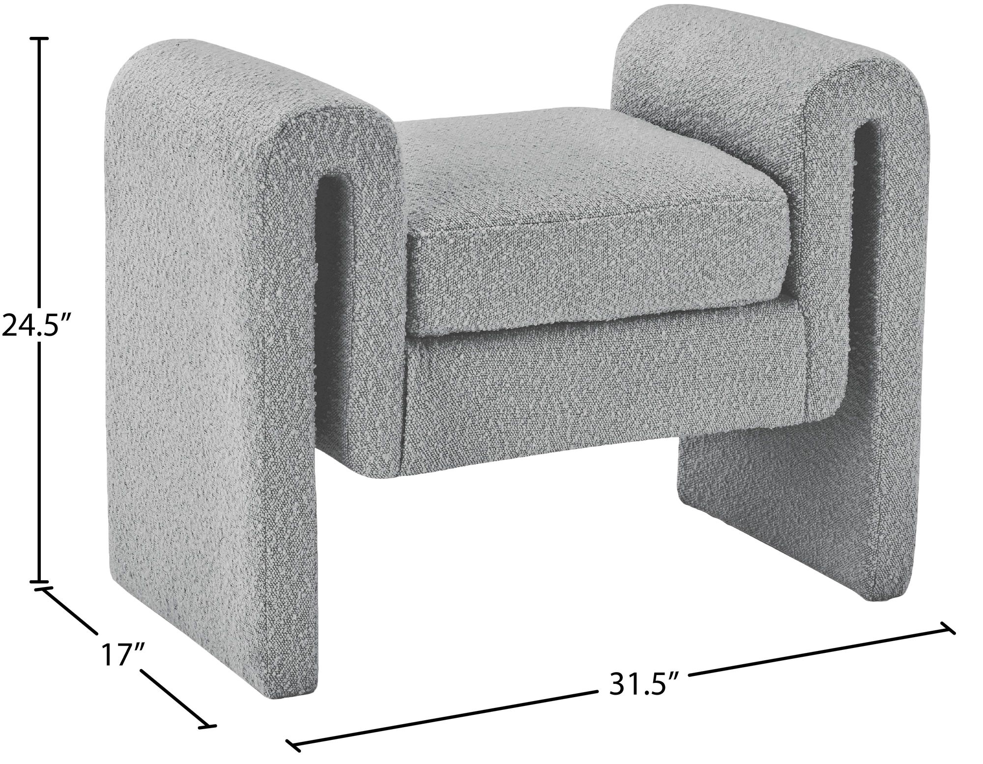 Stylus 31.5" Boucle Fabric Bench