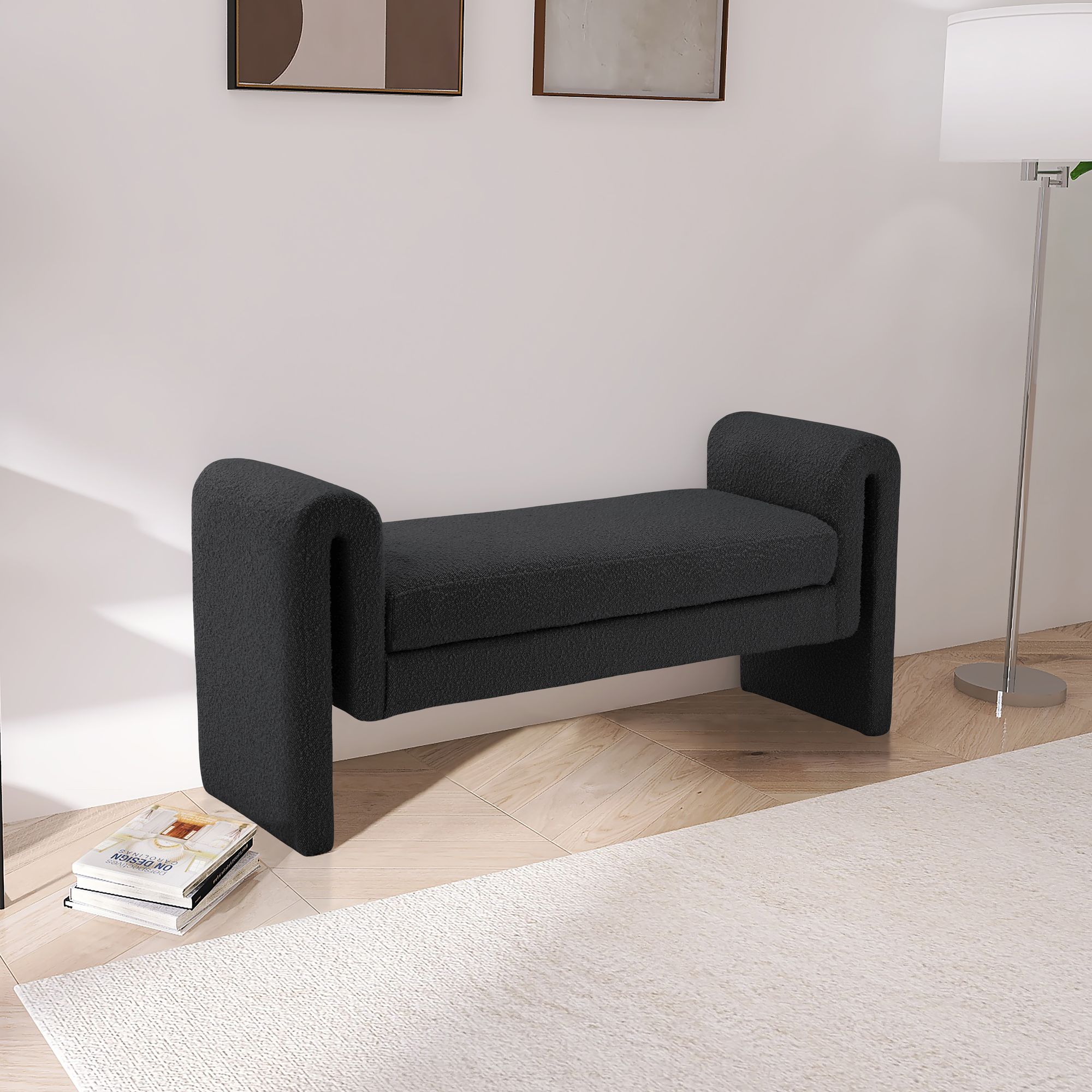 Stylus 51" Boucle Fabric Bench