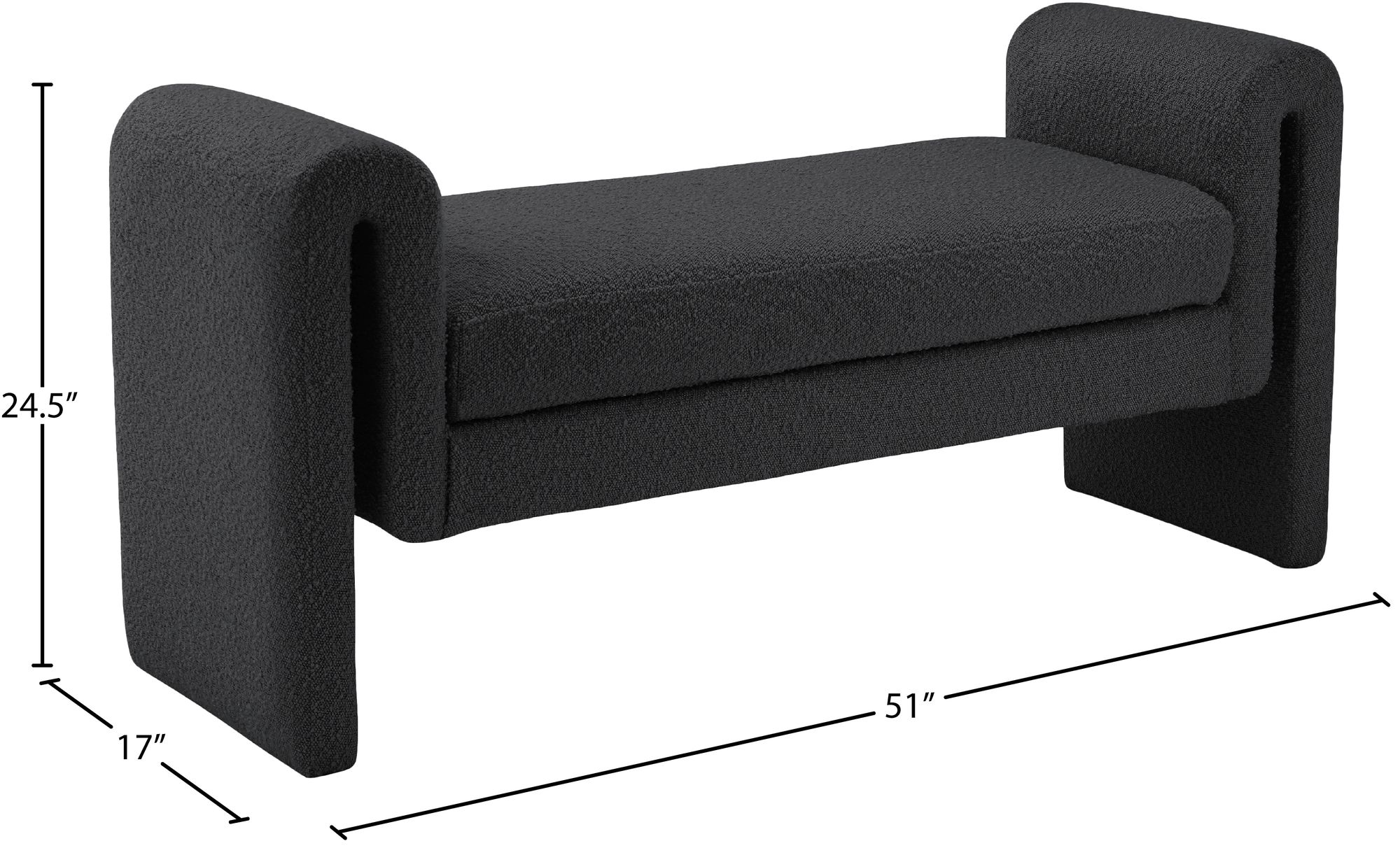 Stylus 51" Boucle Fabric Bench