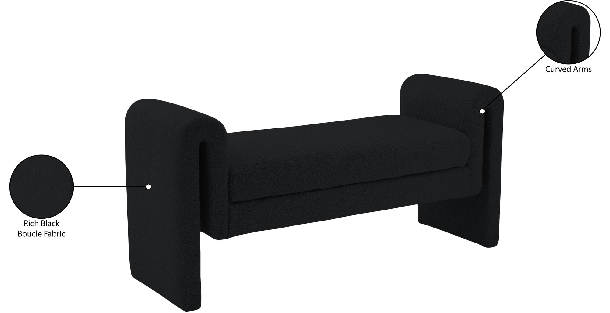 Stylus 51" Boucle Fabric Bench
