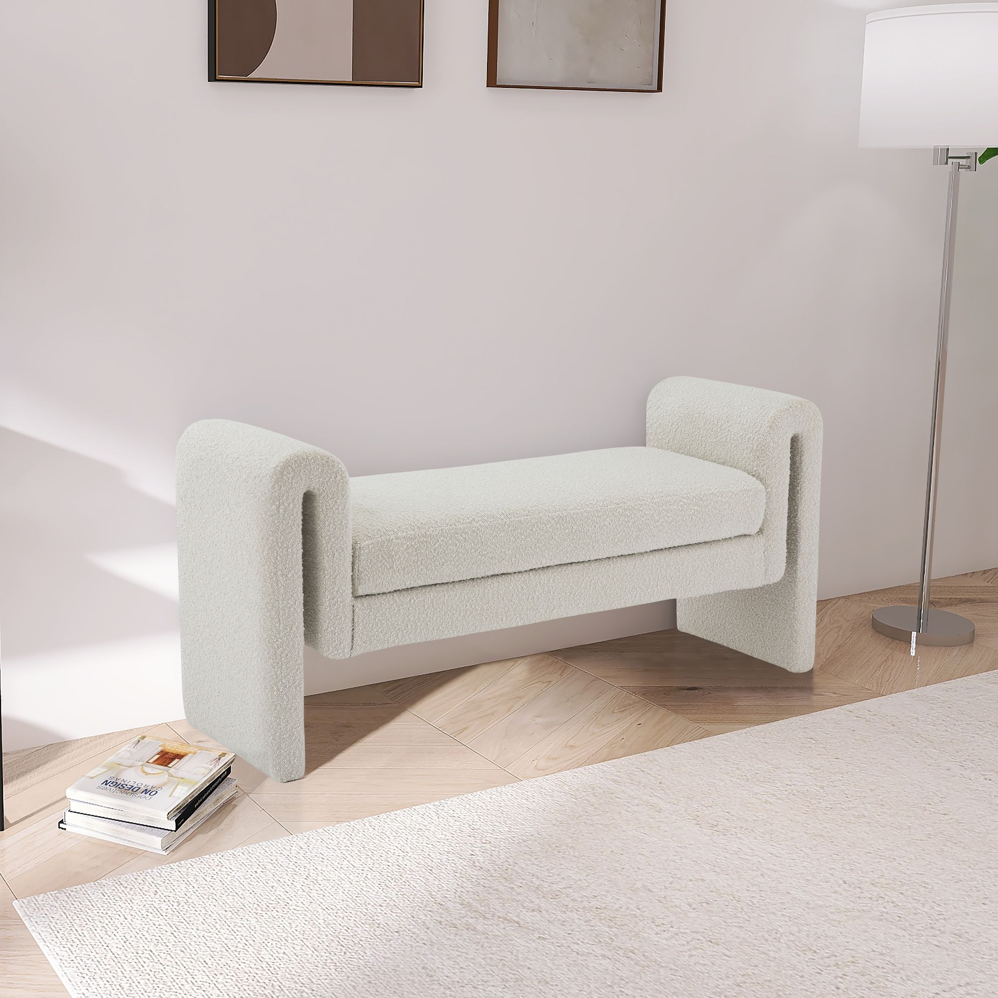 Stylus 51" Boucle Fabric Bench