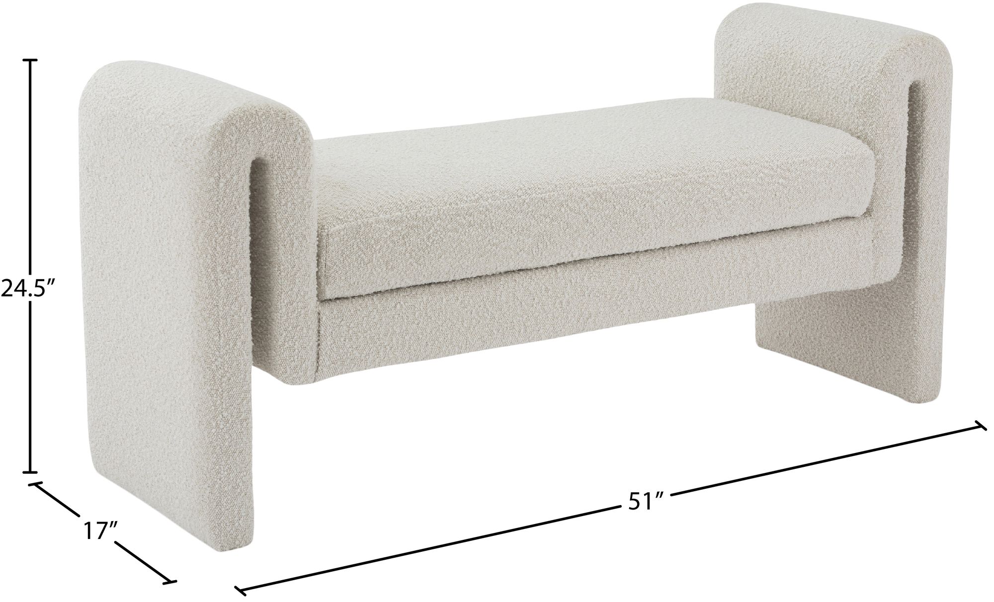 Stylus 51" Boucle Fabric Bench