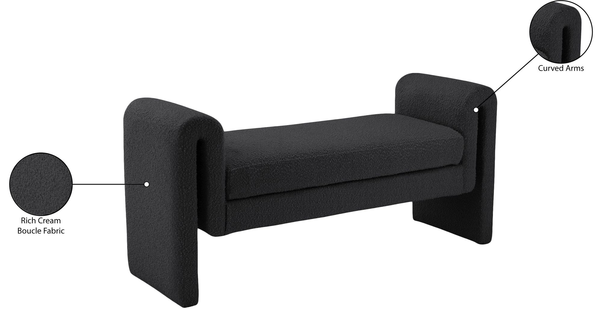 Stylus 51" Boucle Fabric Bench