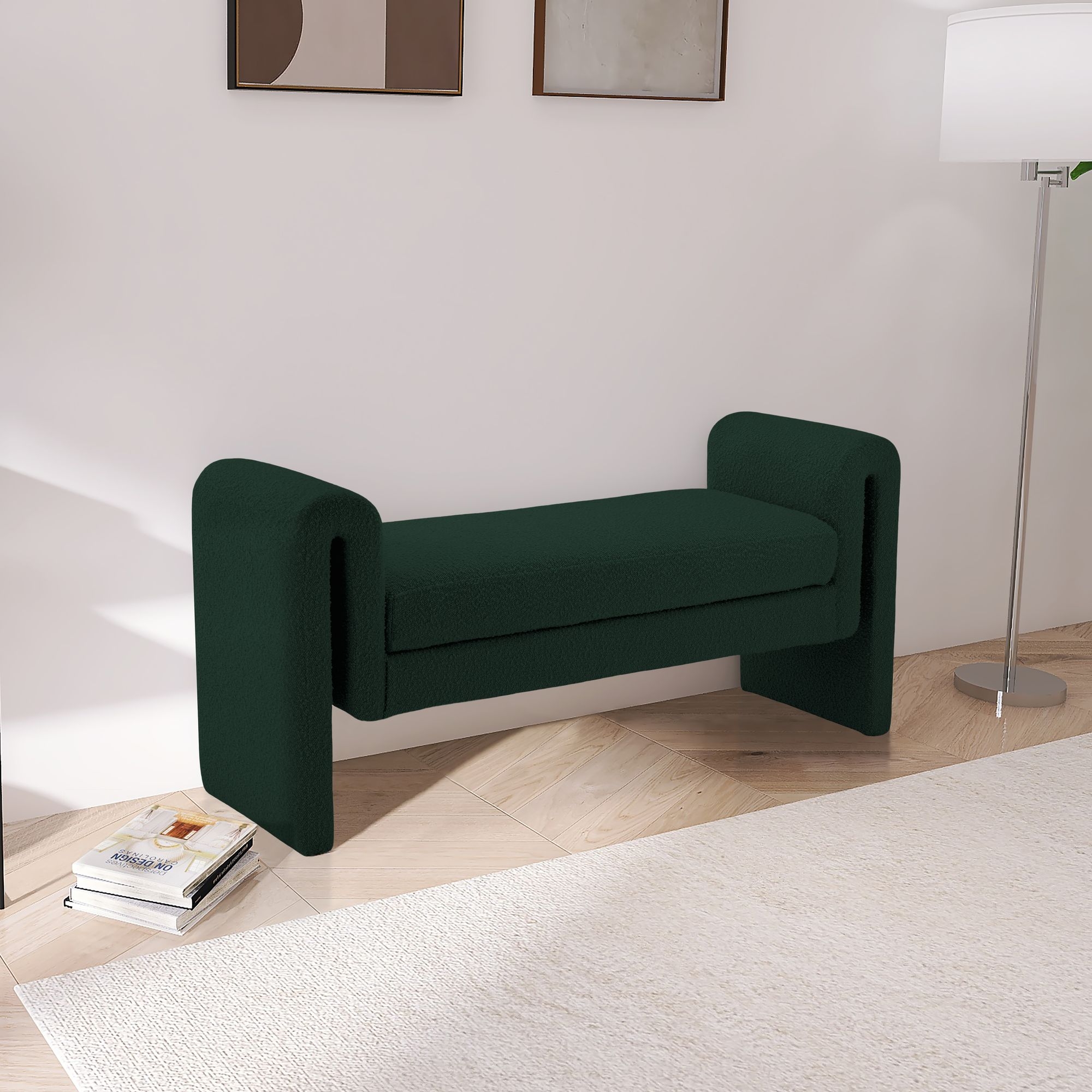 Stylus 51" Boucle Fabric Bench