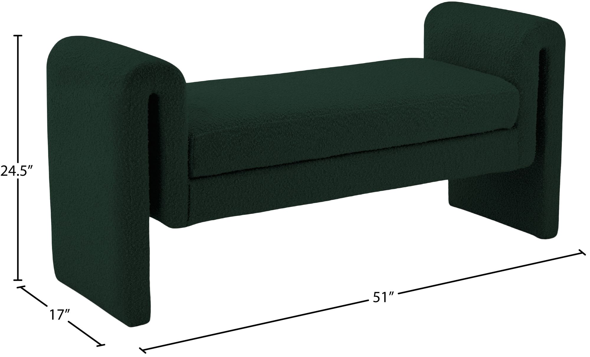 Stylus 51" Boucle Fabric Bench
