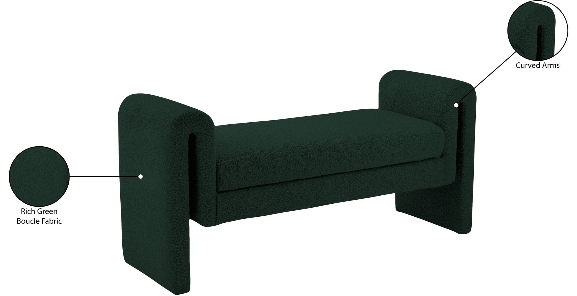 Stylus 51" Boucle Fabric Bench