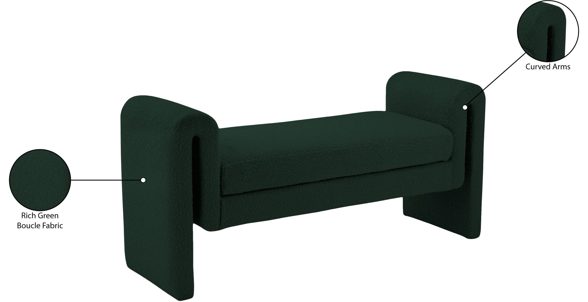 Stylus 51" Boucle Fabric Bench