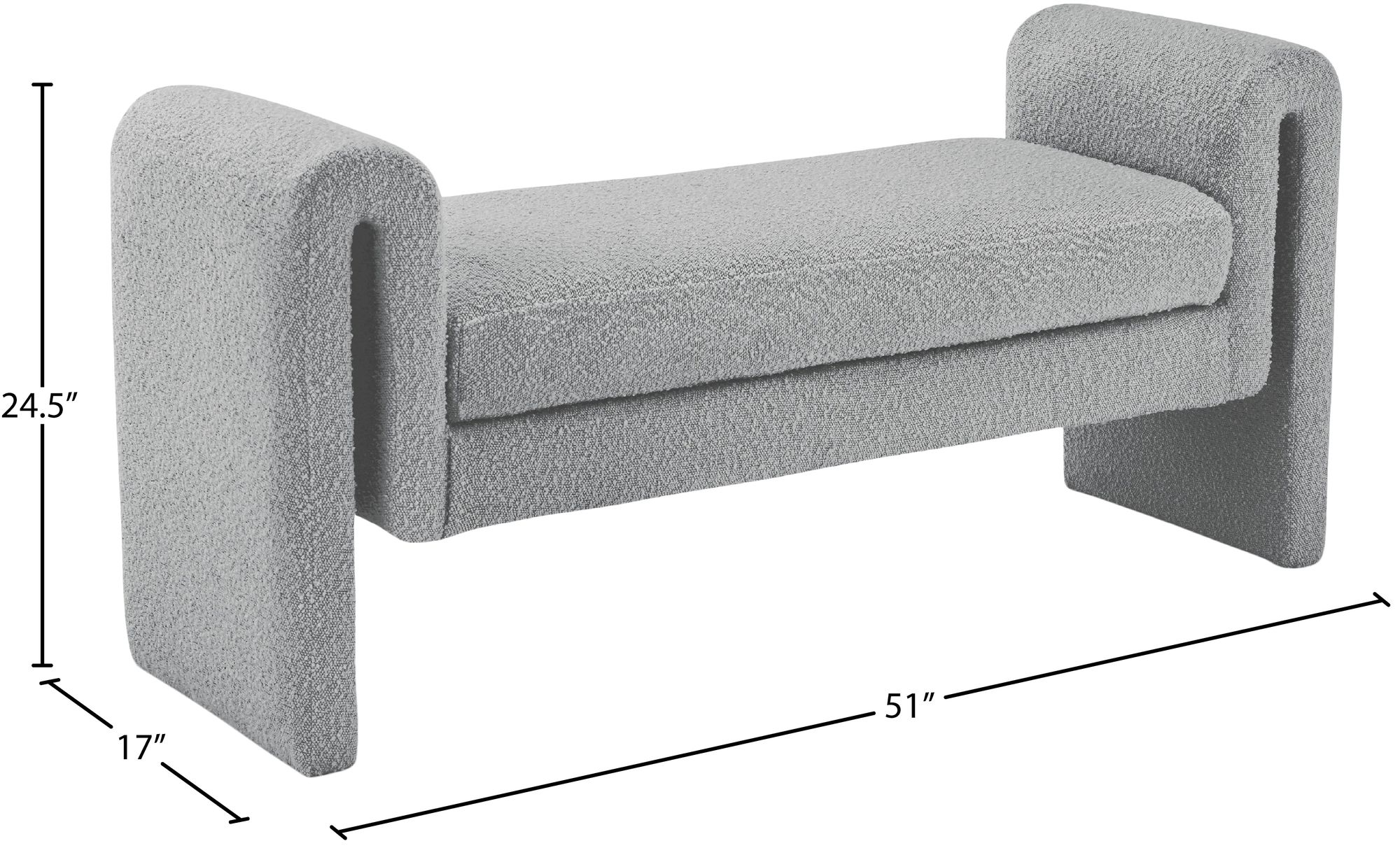 Stylus 51" Boucle Fabric Bench