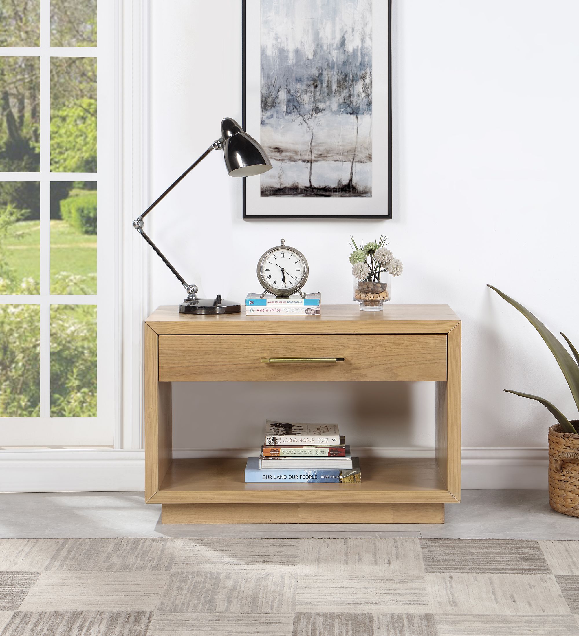 Avery 1-Drawer Oak Veneer Nightstand