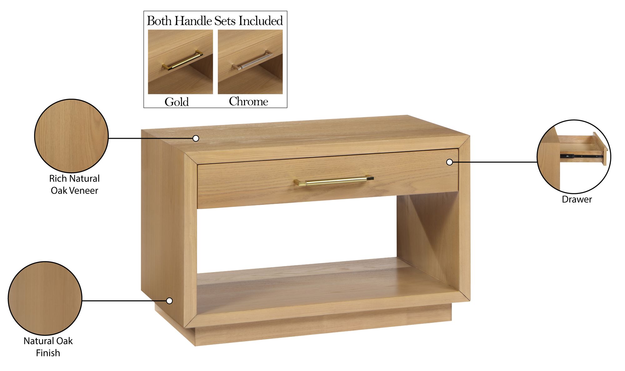 Avery 1-Drawer Oak Veneer Nightstand