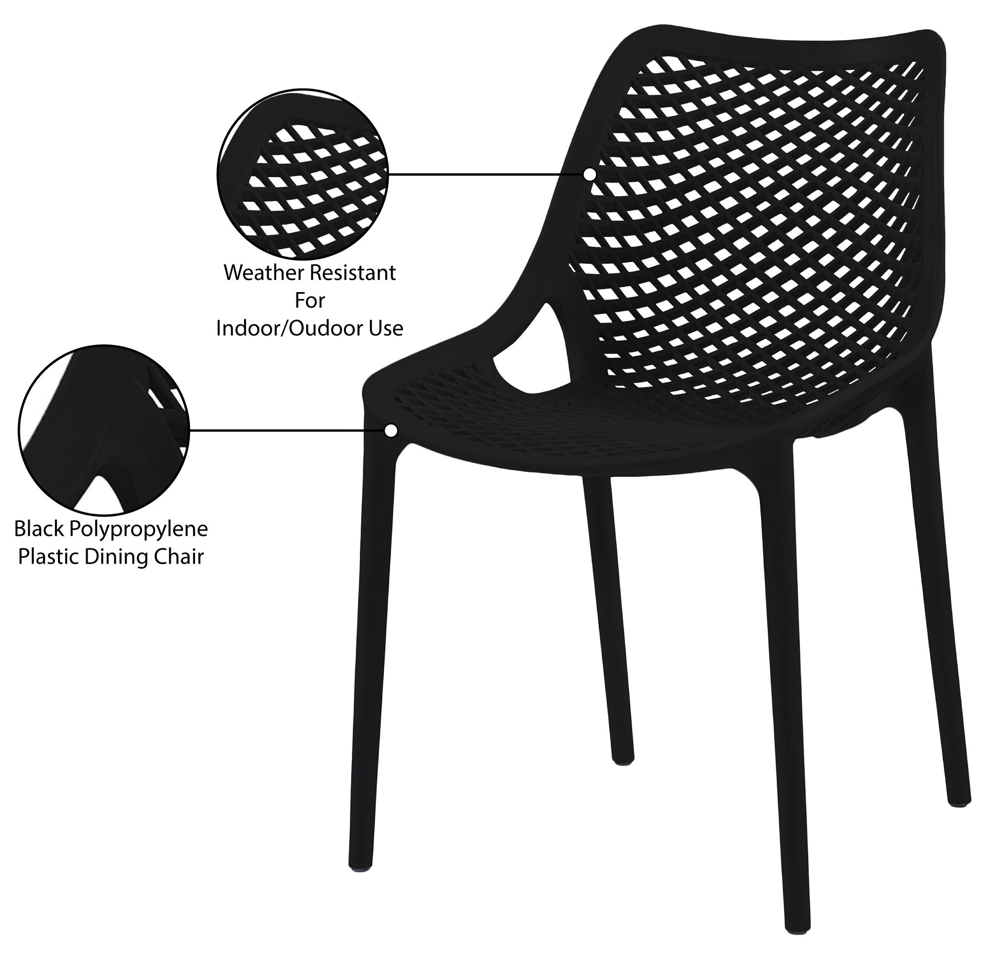 Mykonos Outdoor Patio Polypropylene Plastic Dining Side Chair