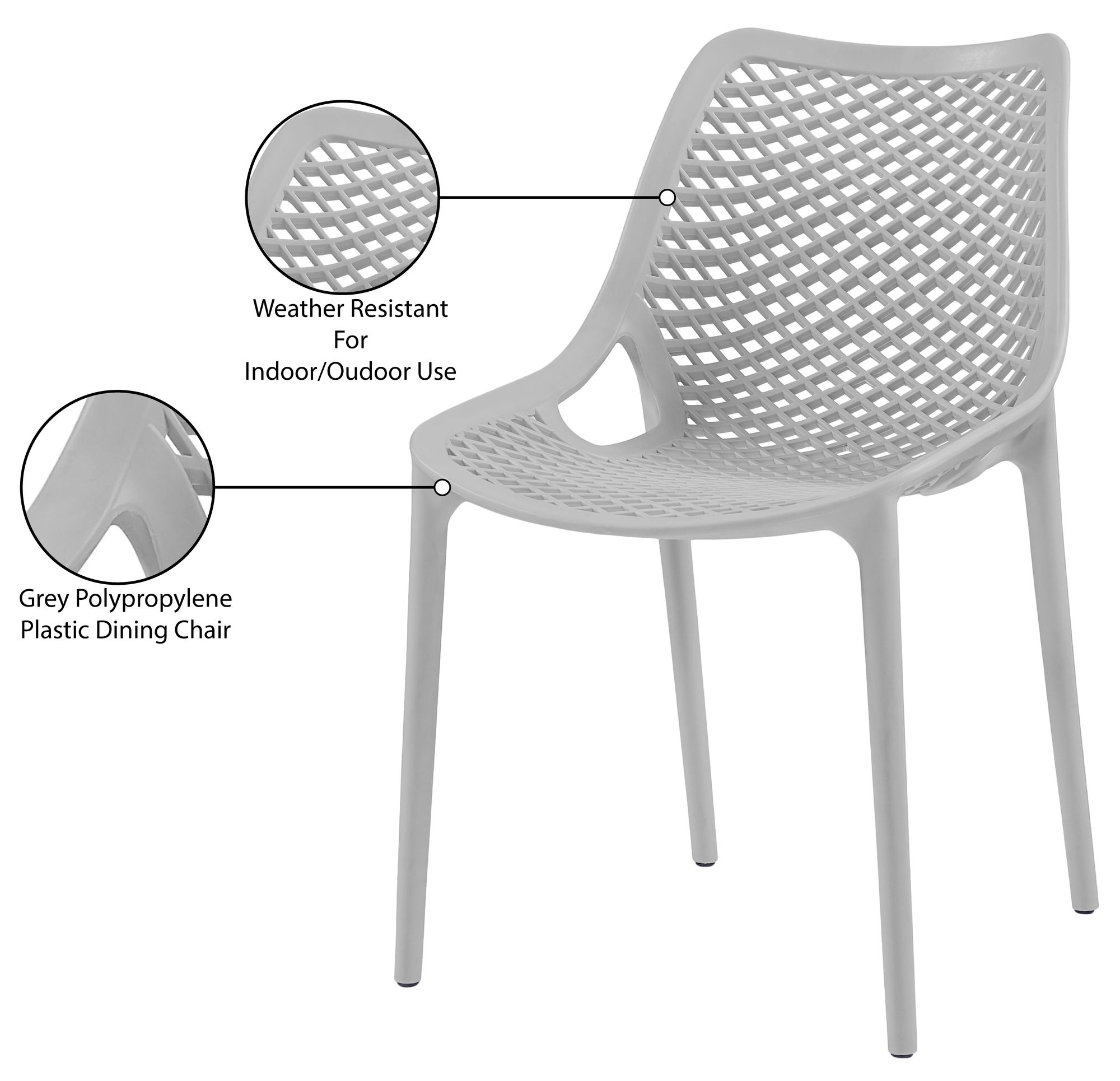 Mykonos Outdoor Patio Polypropylene Plastic Dining Side Chair