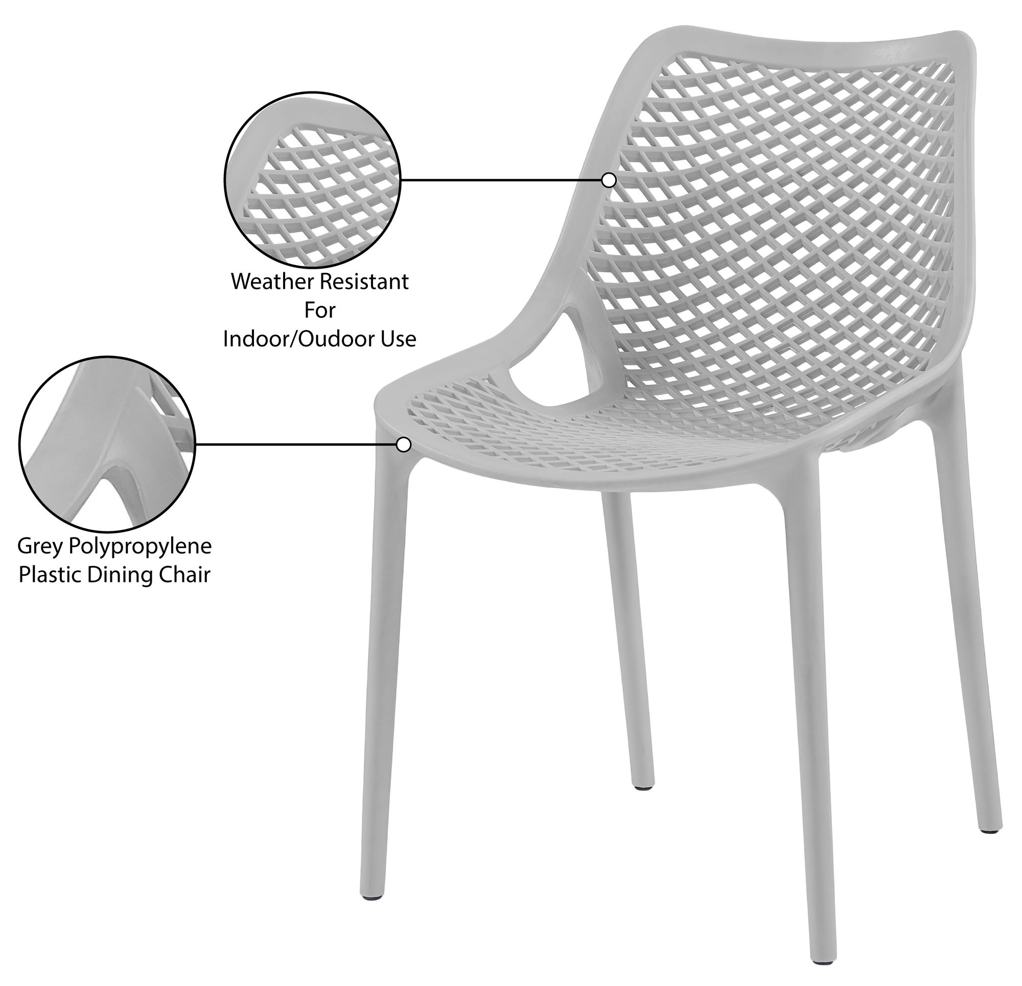 Mykonos Outdoor Patio Polypropylene Plastic Dining Side Chair