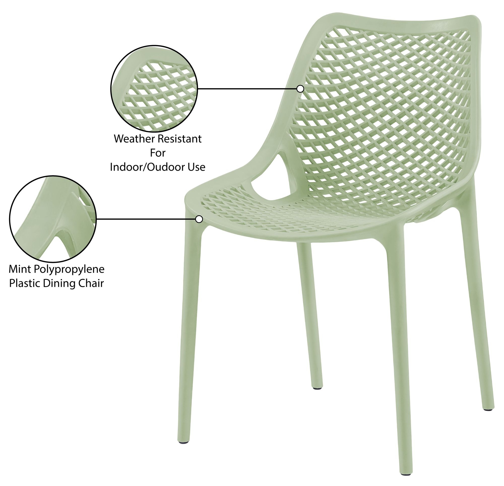 Mykonos Outdoor Patio Polypropylene Plastic Dining Side Chair