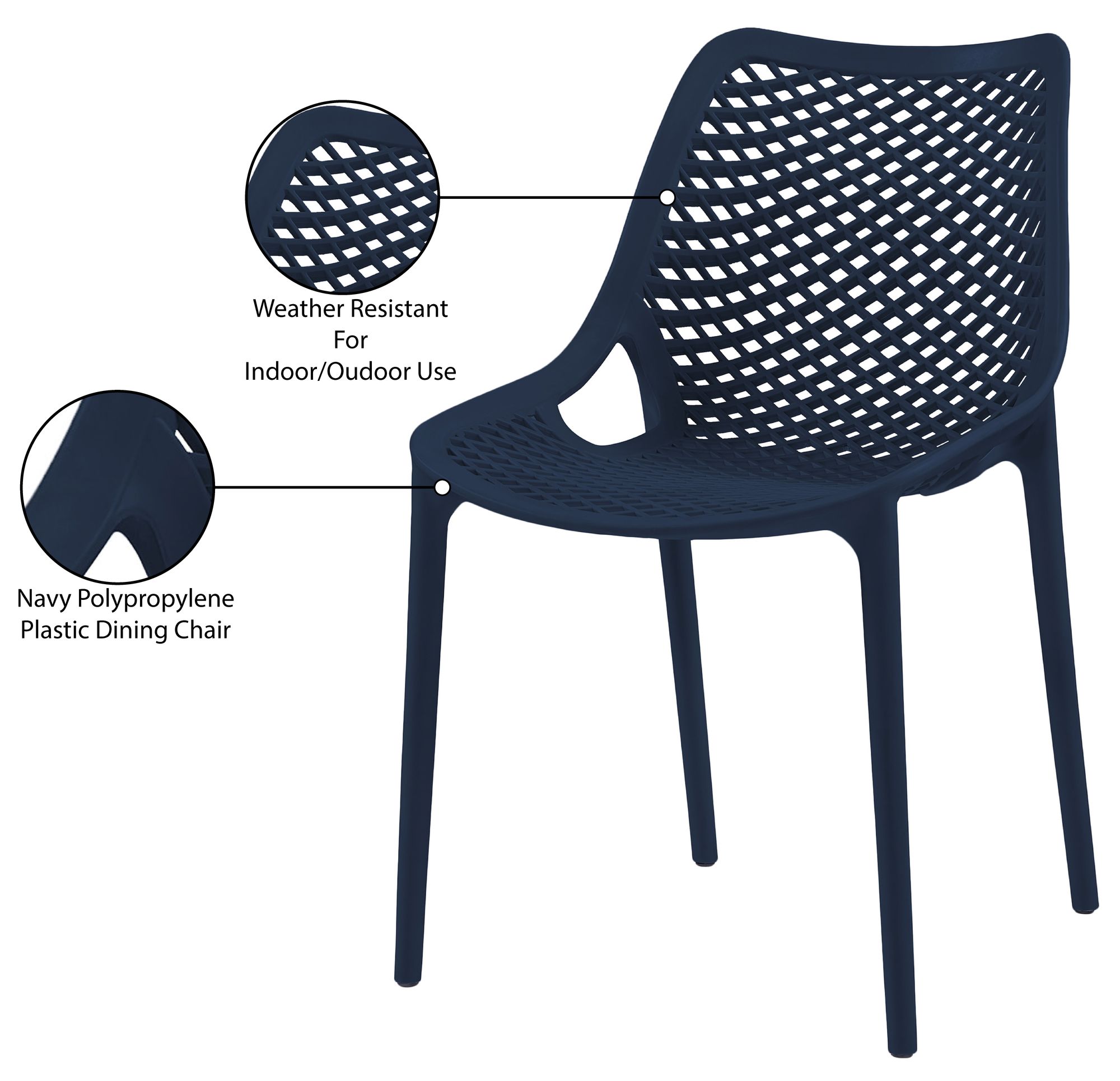 Mykonos Outdoor Patio Polypropylene Plastic Dining Side Chair
