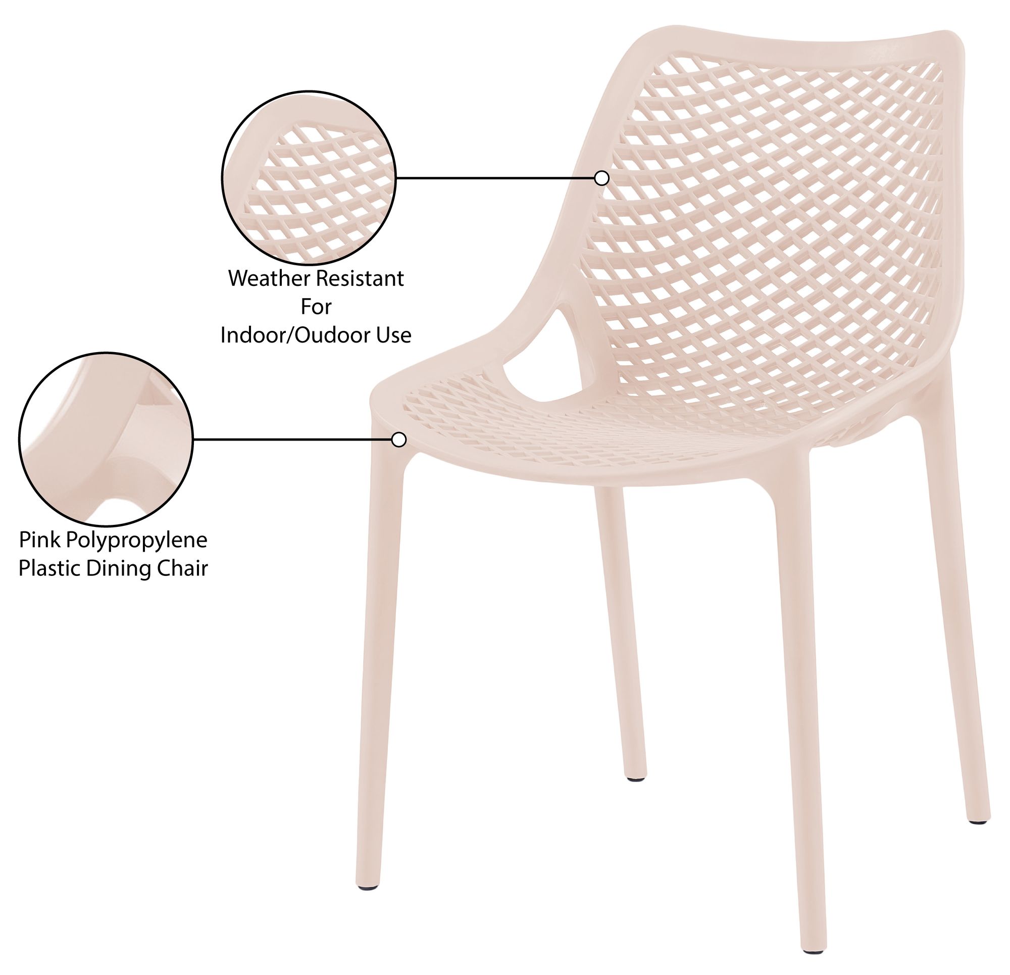 Mykonos Outdoor Patio Polypropylene Plastic Dining Side Chair