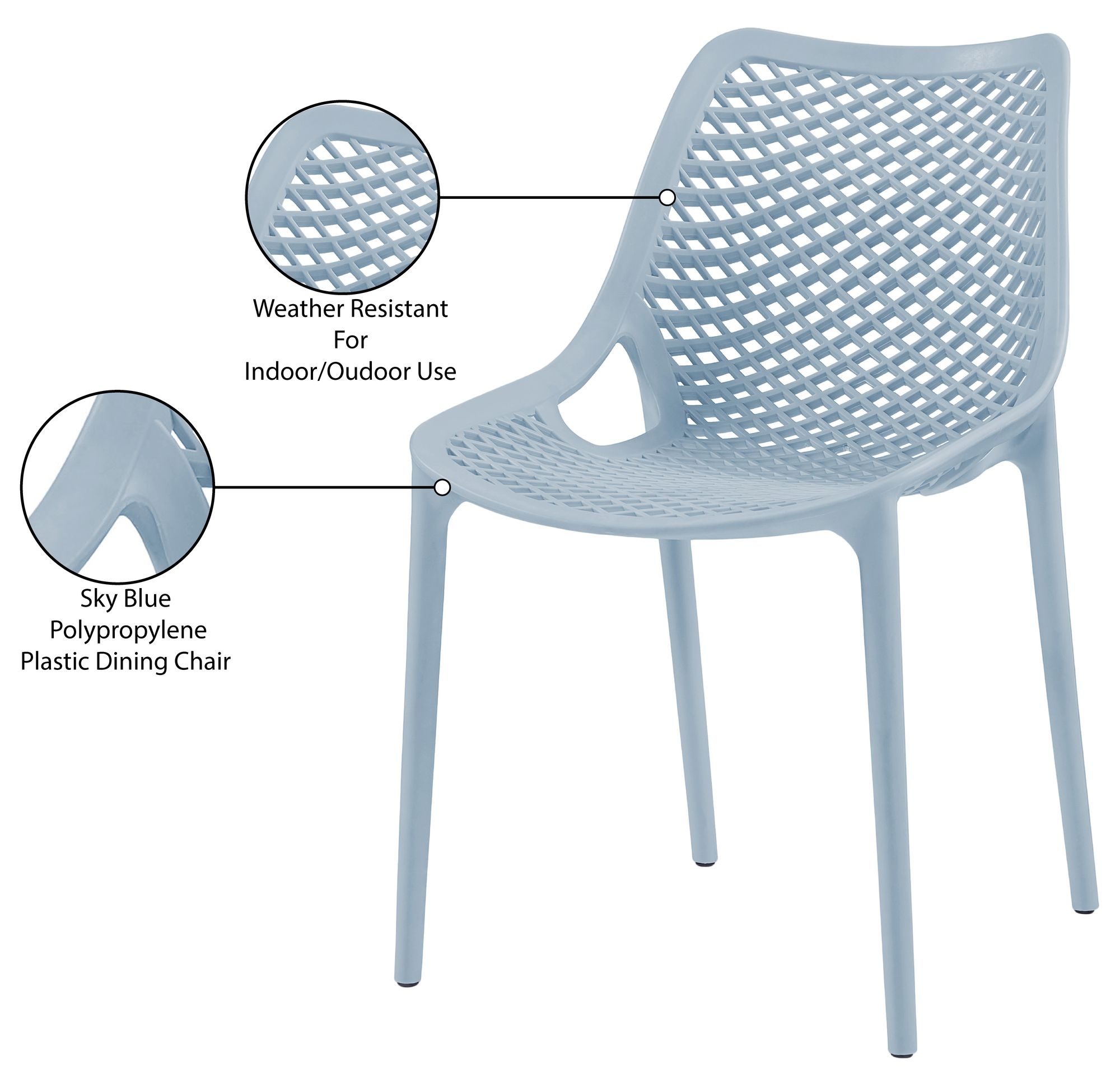 Mykonos Outdoor Patio Polypropylene Plastic Dining Side Chair