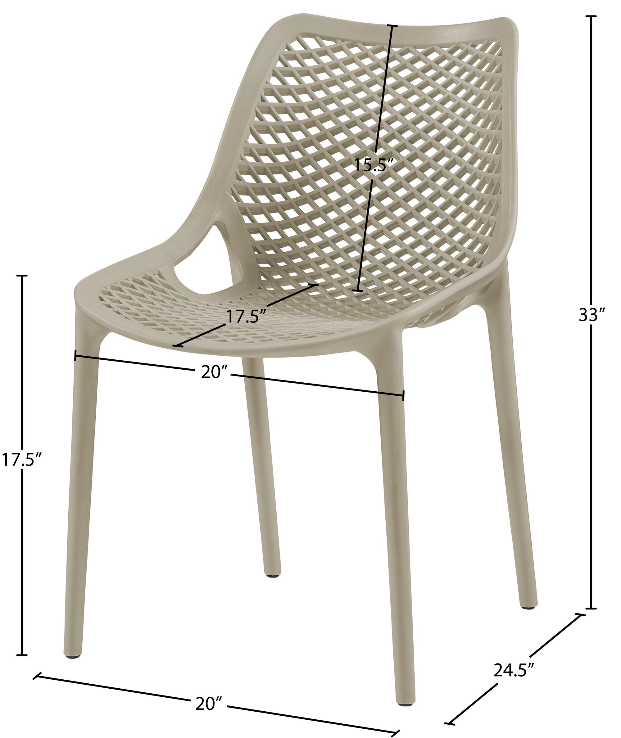 Mykonos Outdoor Patio Polypropylene Plastic Dining Side Chair