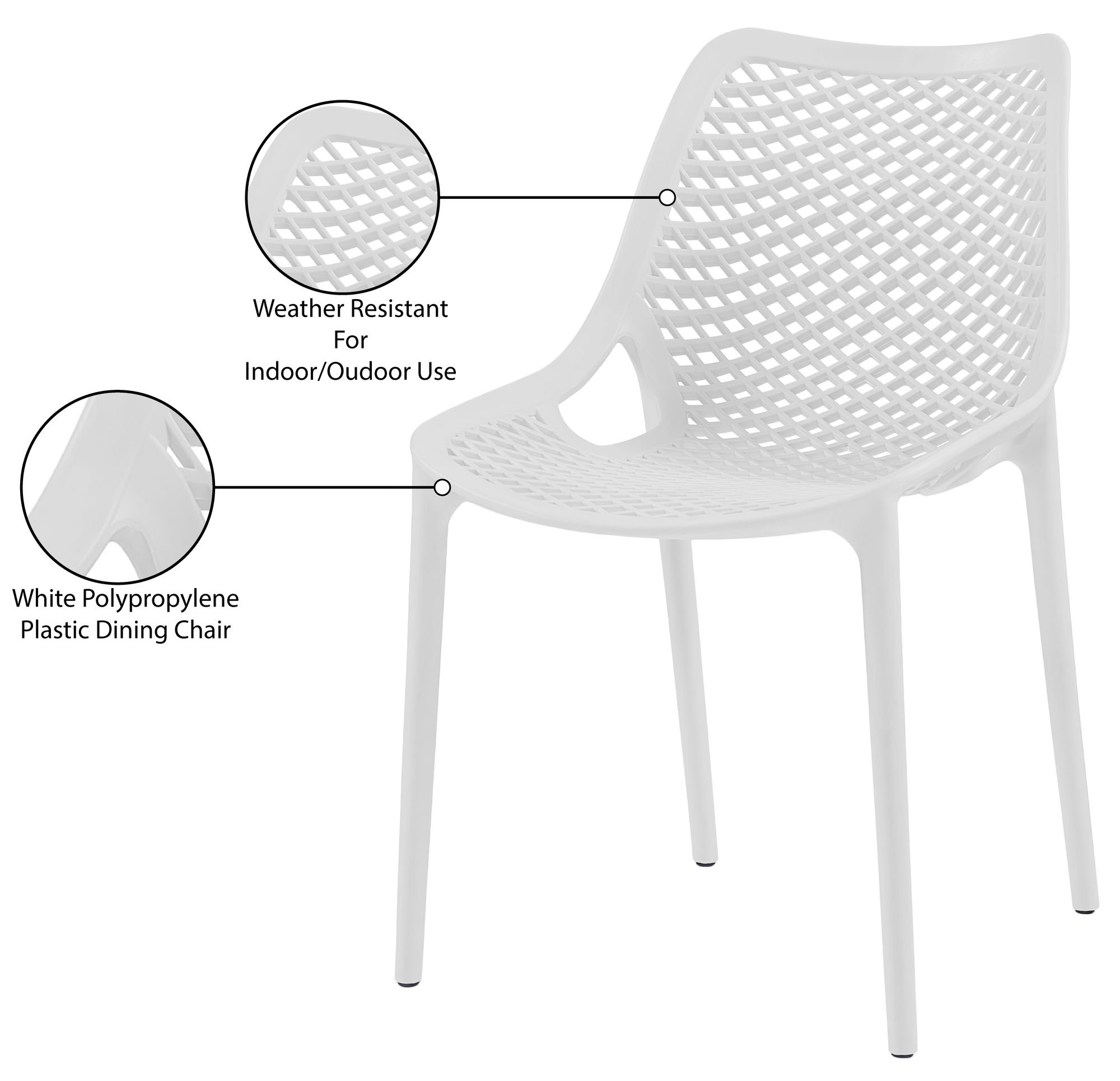 Mykonos Outdoor Patio Polypropylene Plastic Dining Side Chair
