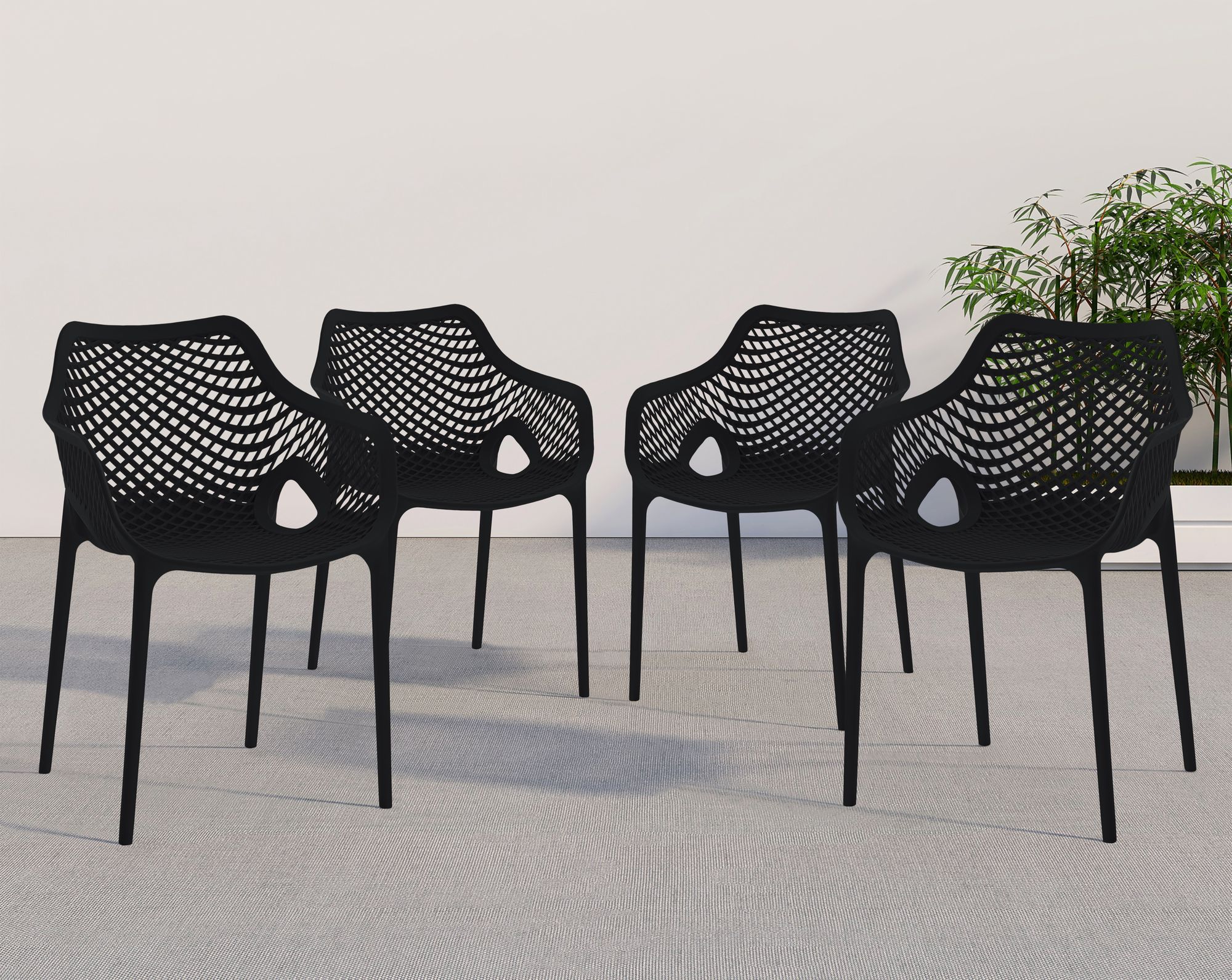 Mykonos Outdoor Patio Polypropylene Plastic Dining Arm Chair