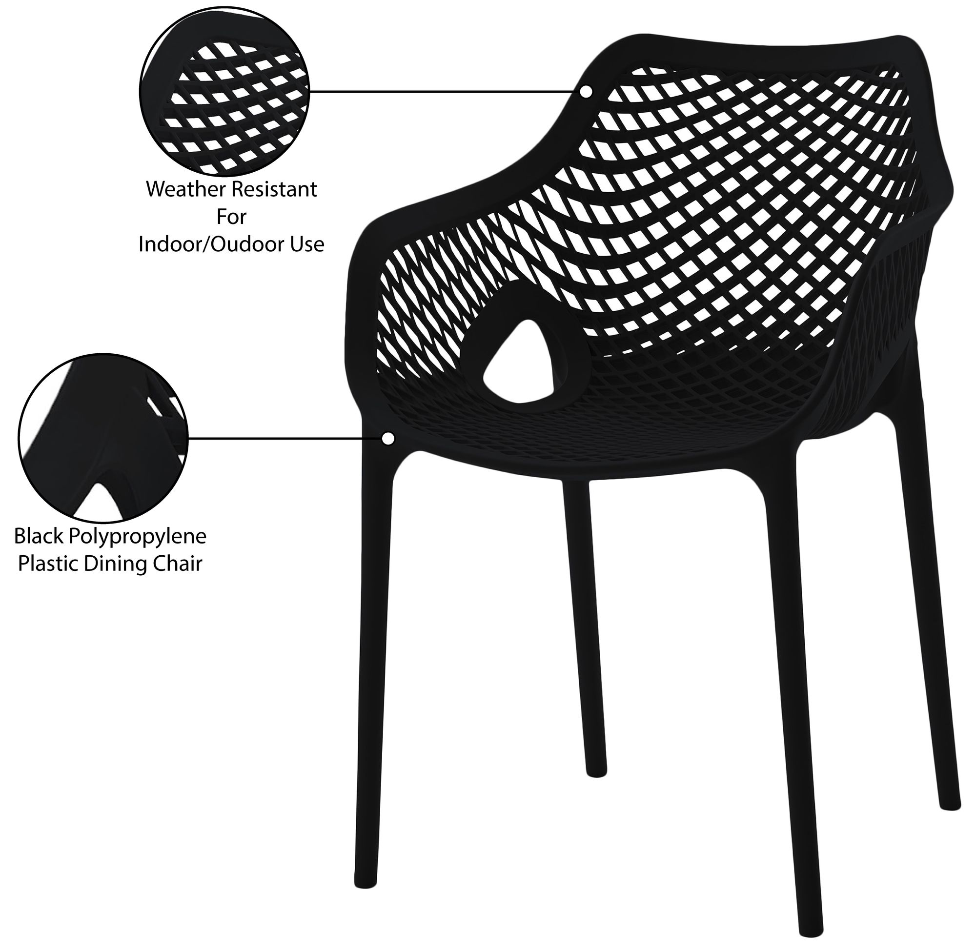 Mykonos Outdoor Patio Polypropylene Plastic Dining Arm Chair
