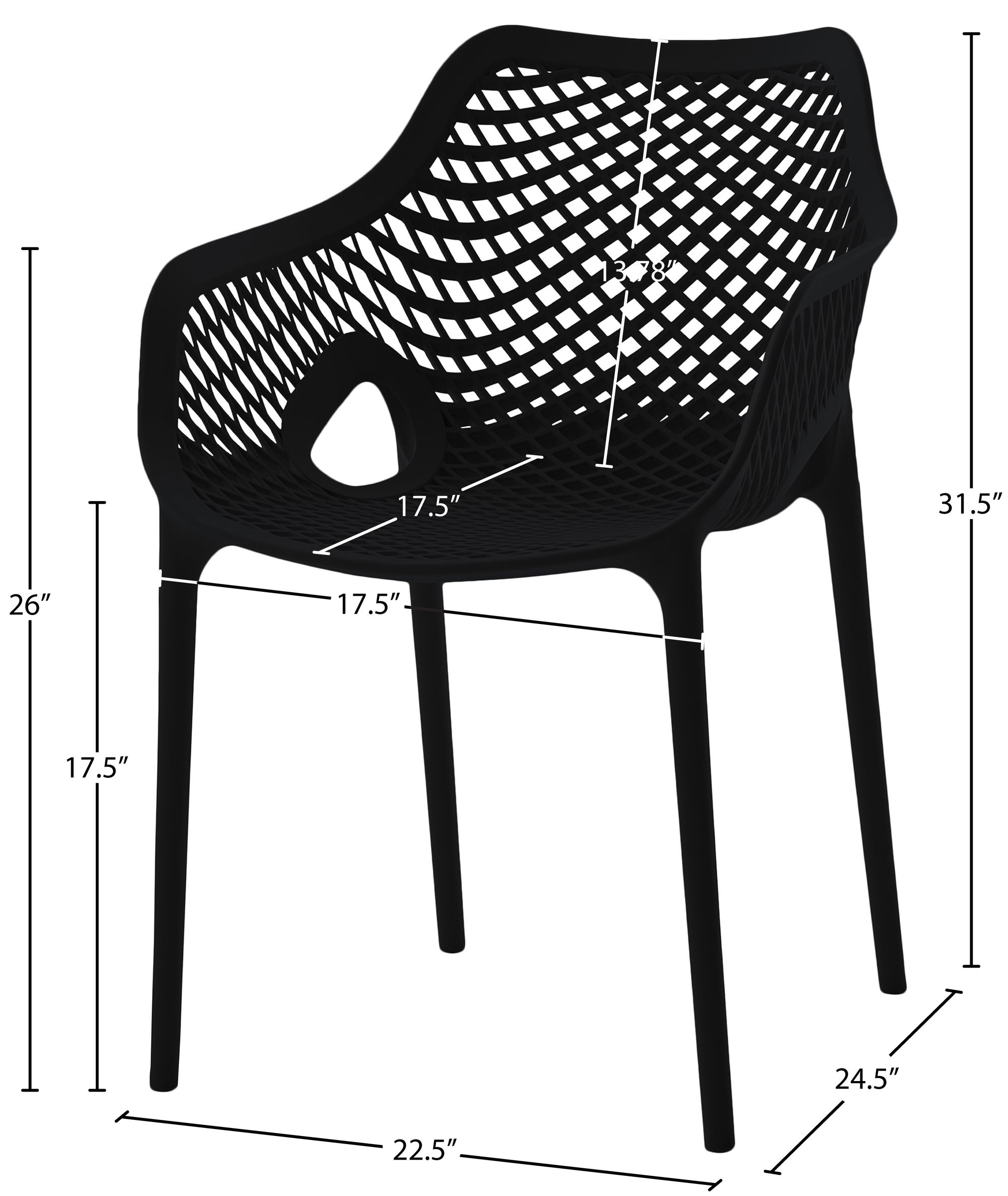Mykonos Outdoor Patio Polypropylene Plastic Dining Arm Chair
