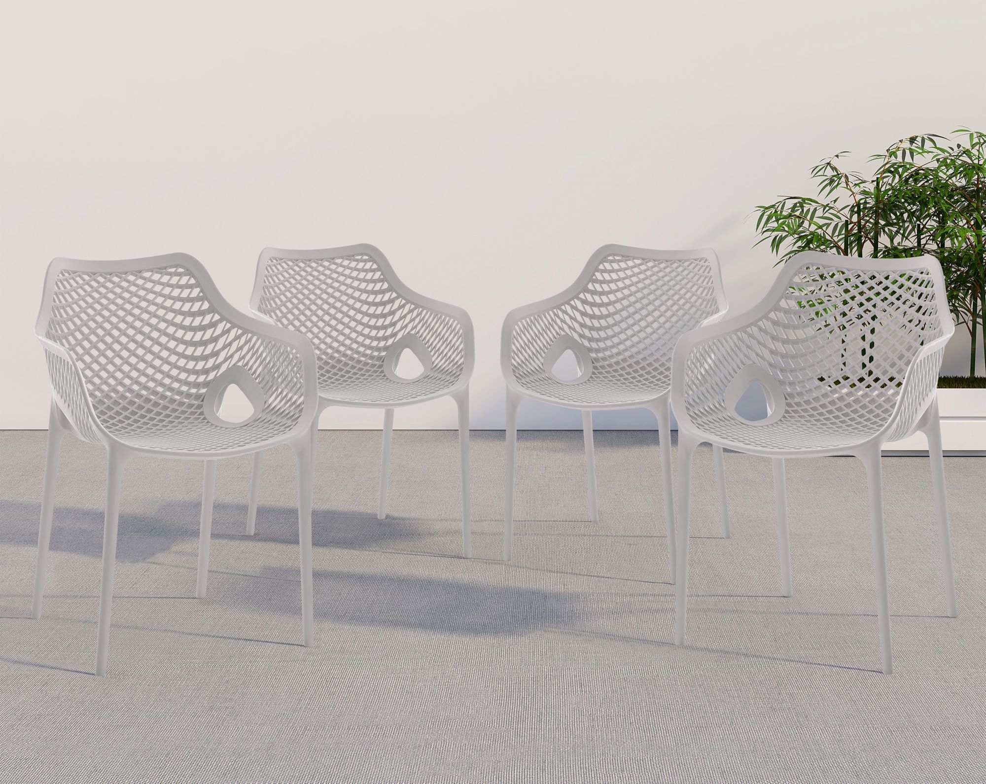 Mykonos Outdoor Patio Polypropylene Plastic Dining Arm Chair