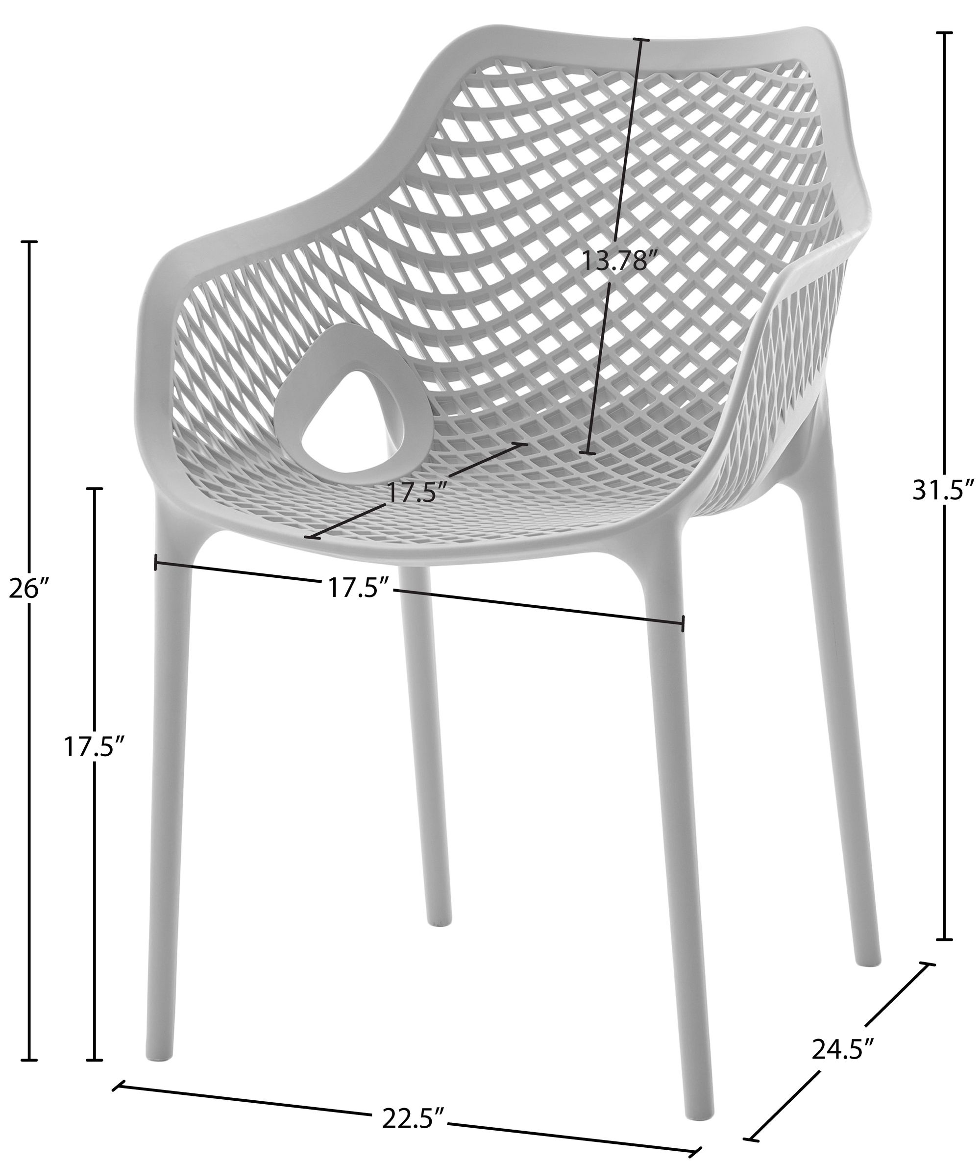 Mykonos Outdoor Patio Polypropylene Plastic Dining Arm Chair