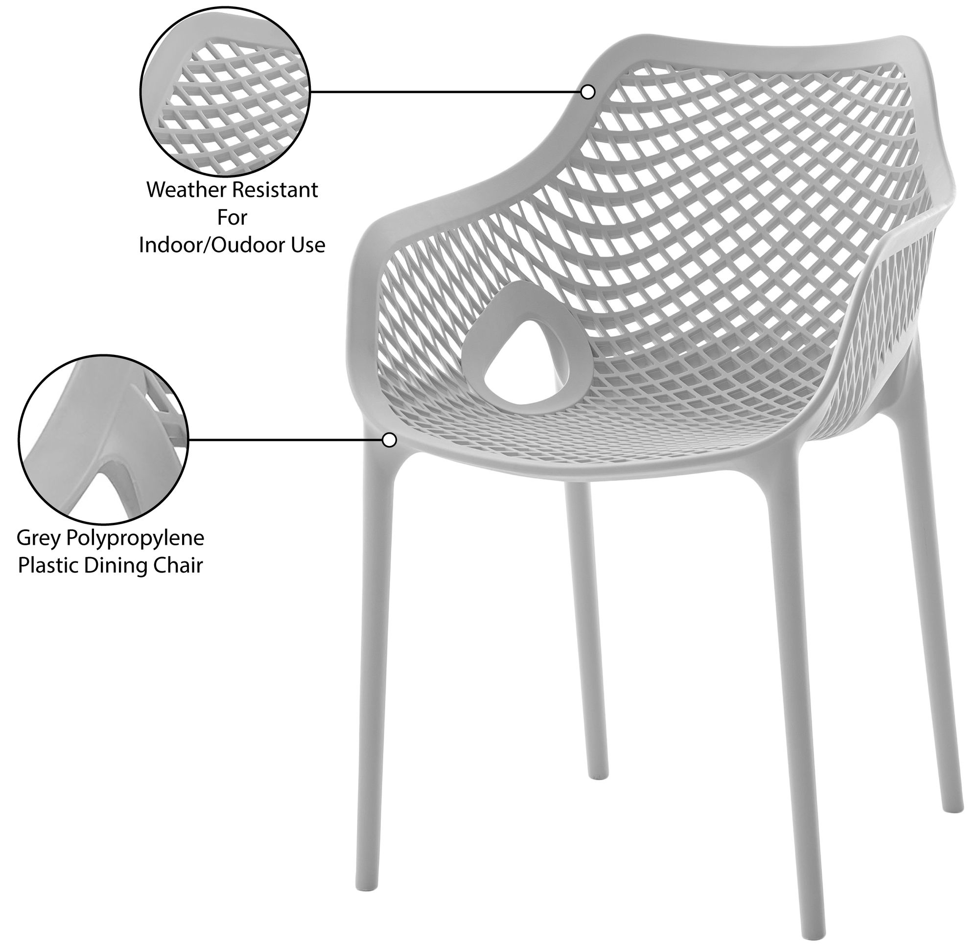 Mykonos Outdoor Patio Polypropylene Plastic Dining Arm Chair