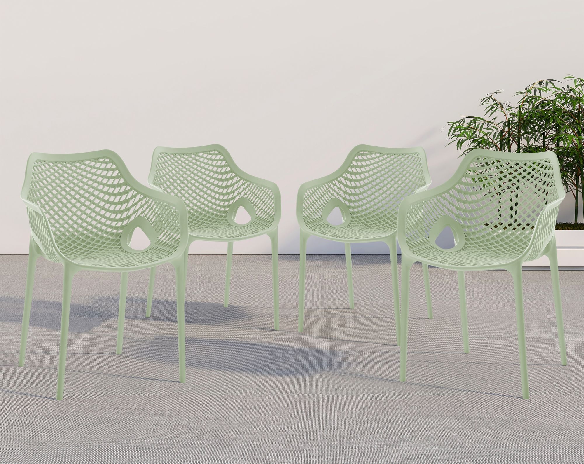 Mykonos Outdoor Patio Polypropylene Plastic Dining Arm Chair