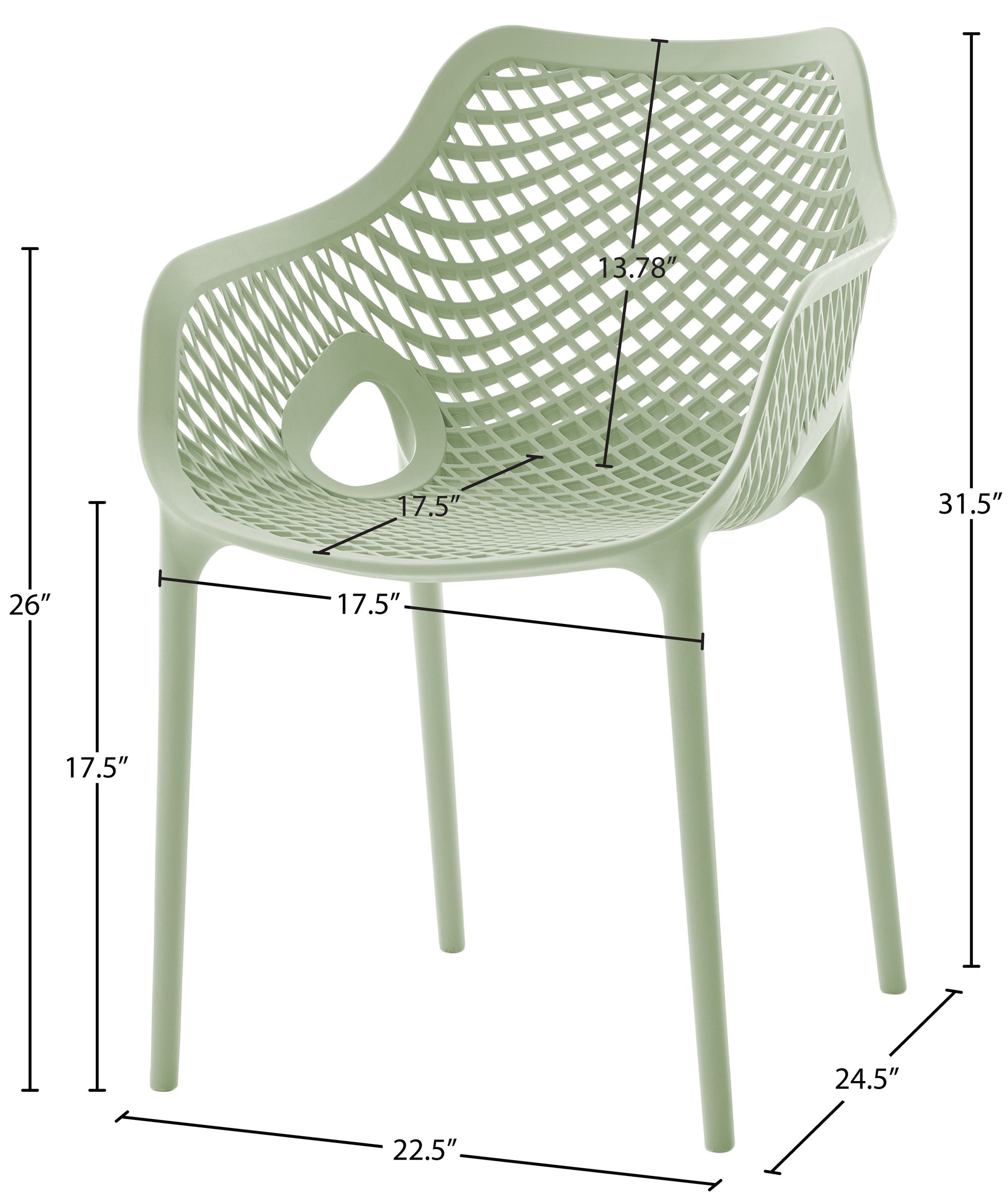 Mykonos Outdoor Patio Polypropylene Plastic Dining Arm Chair