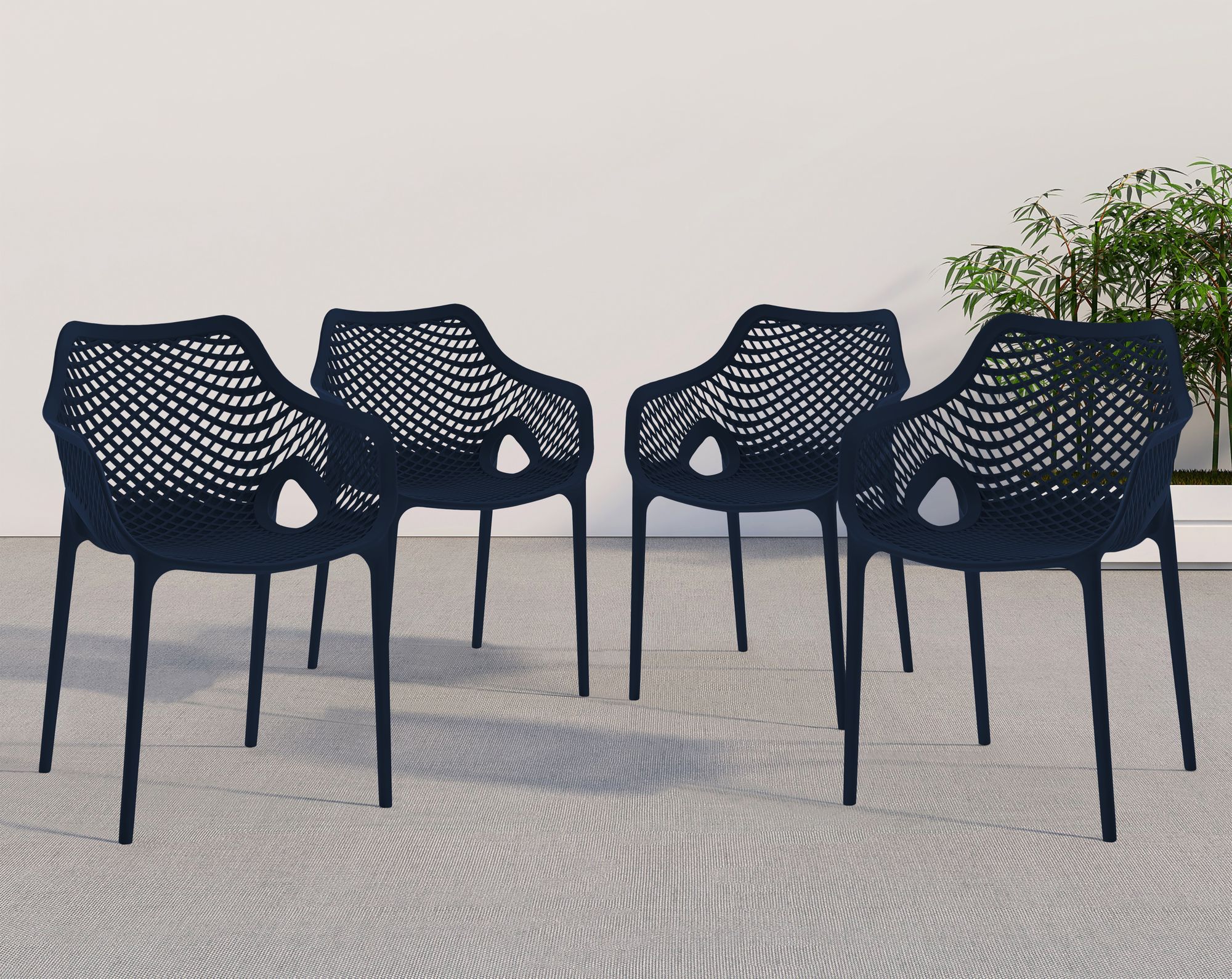 Mykonos Outdoor Patio Polypropylene Plastic Dining Arm Chair